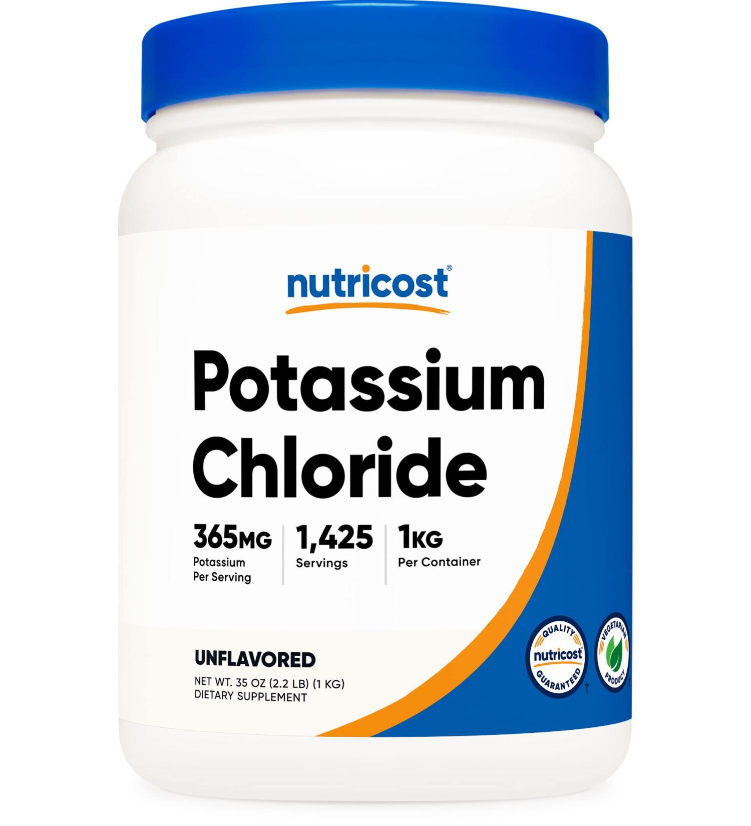 Nutricost Potassium Chloride Powder 1kg - Gluten-Free Non-GMO Supplement - Buy Online on GoSupps.com