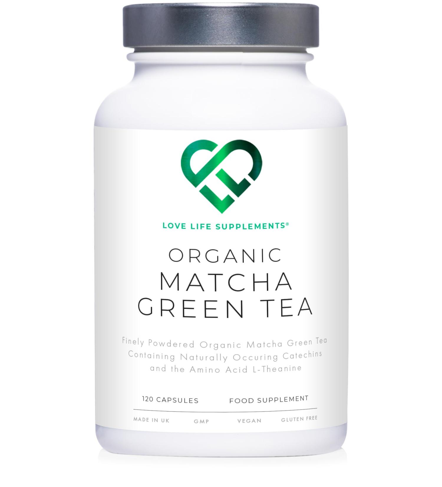 Organic Japanese Matcha Green Tea Capsules | 120 Capsules (60 Servings) | 1000mg per Serving | Anti-Oxidant | No Fillers | Made in UK GMP - Buy Online on GoSupps.com