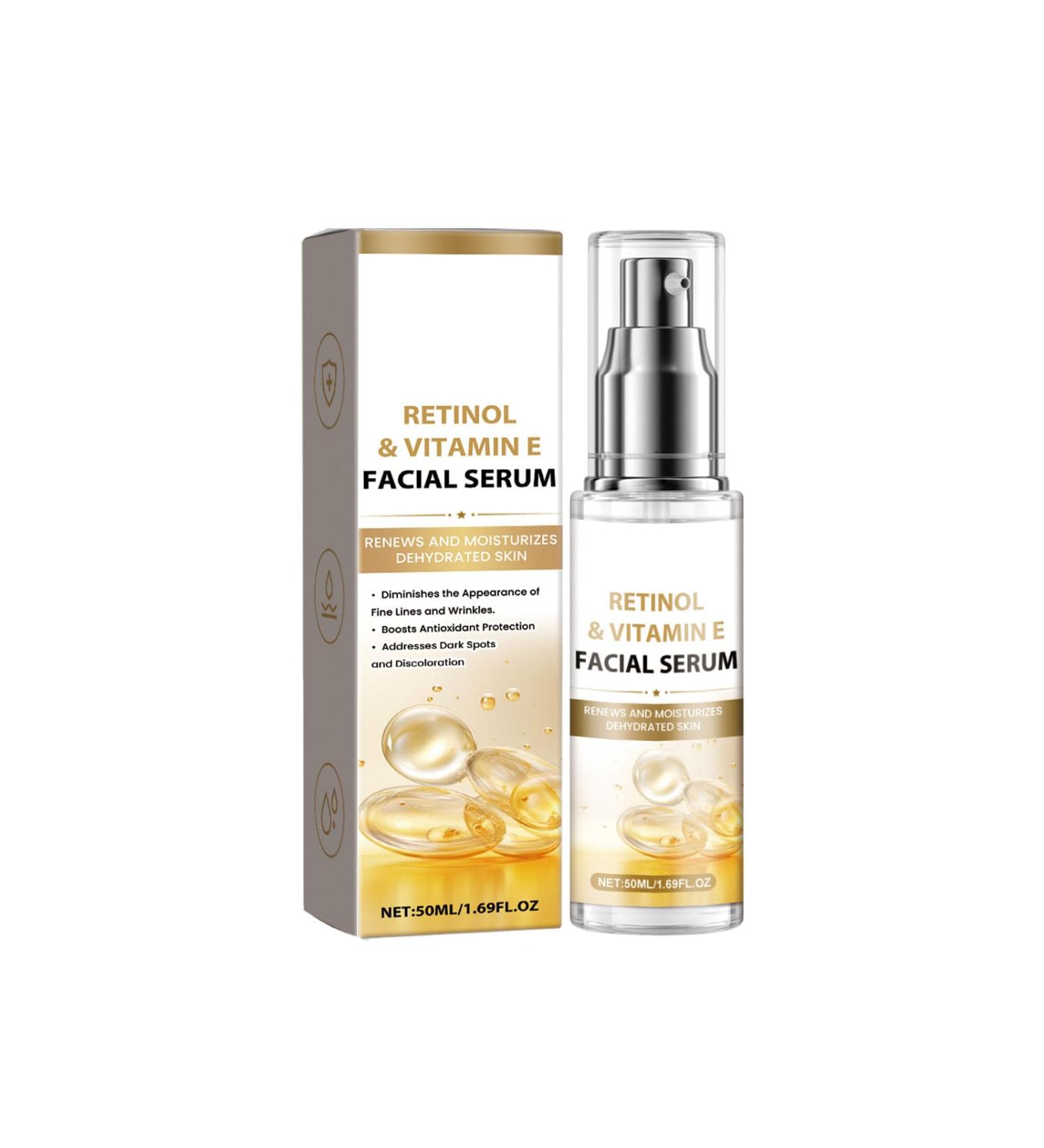Retinol Vitamin E Facial Serum Anti-Aging Moisturizing Serum for Wrinkles and Fine Lines Brightening Face Serum 50ML/1.69 FL OZ - Buy Online on GoSupps.com