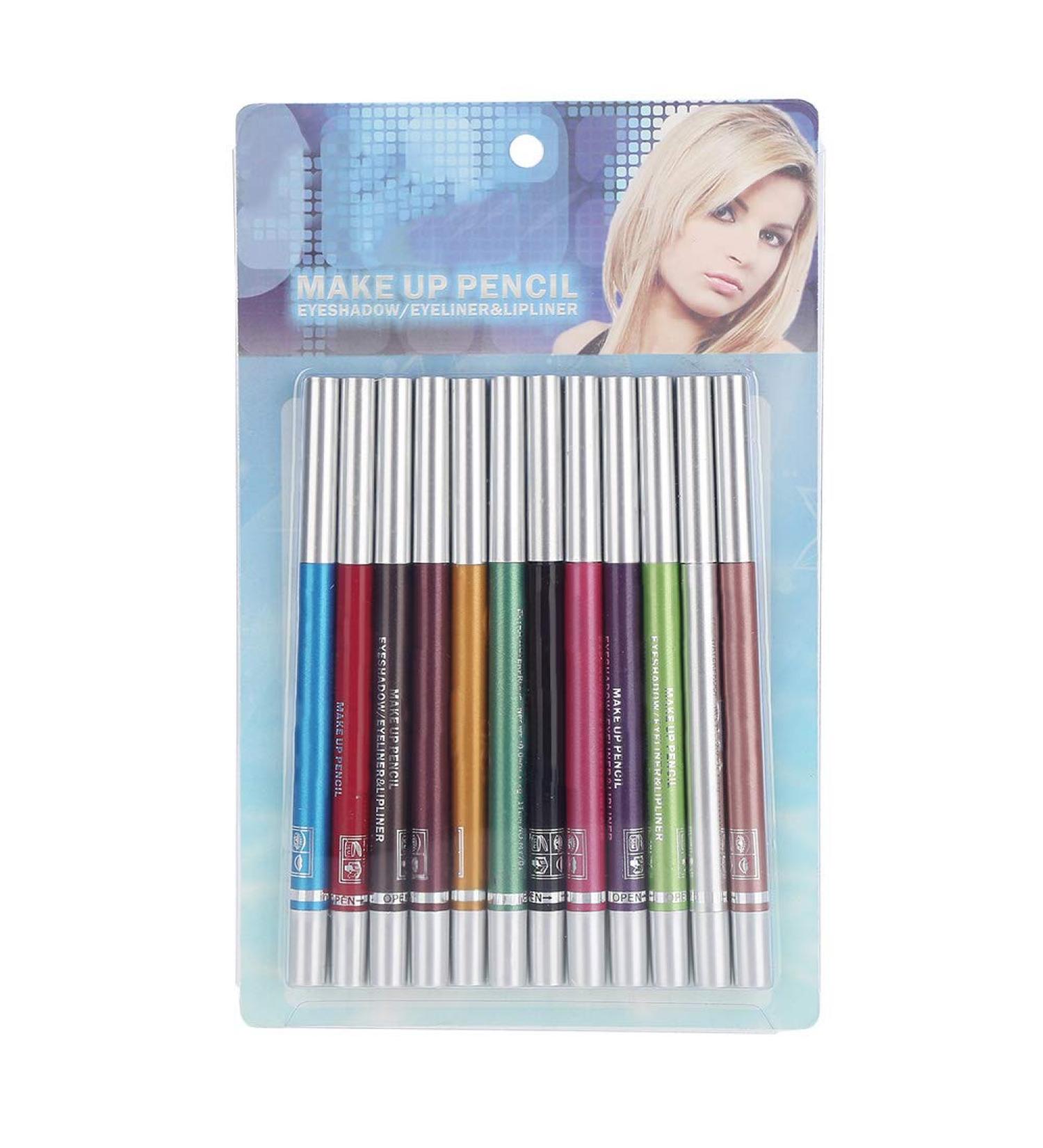 Natudeco 12 Colors Eyeliner Pencil Eye Shadow Pencil Waterproof Long Lasting Gel Eyeliner Eye Makeup with Ultra-Fine Tip - Buy Online on GoSupps.com