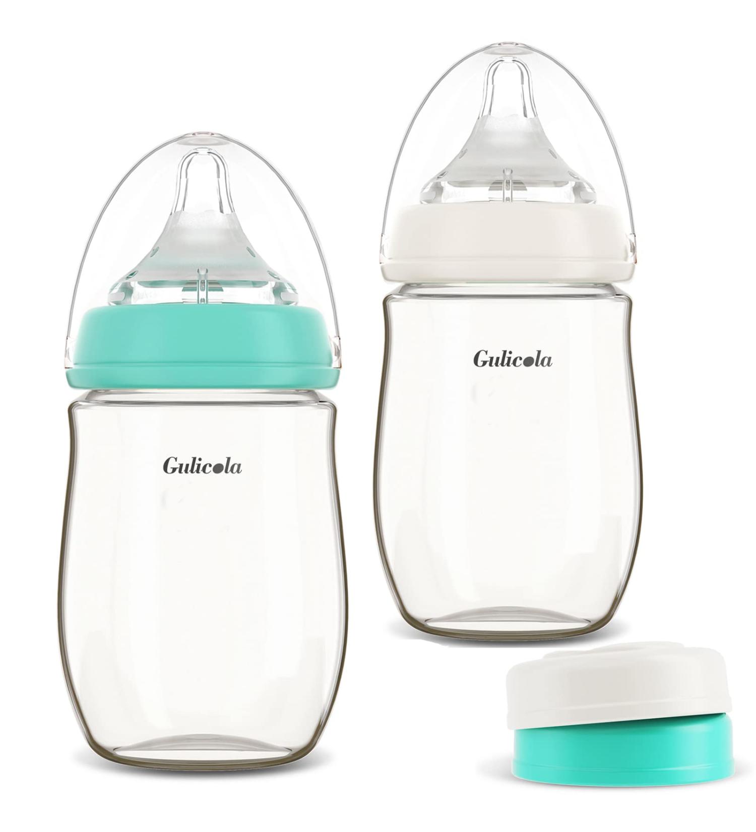 Gulicola PPSU Baby Bottles 9 oz (2 Count) - Anti-Colic, Fast Flow, 6+ Months - Green & White - Buy Online on GoSupps.com