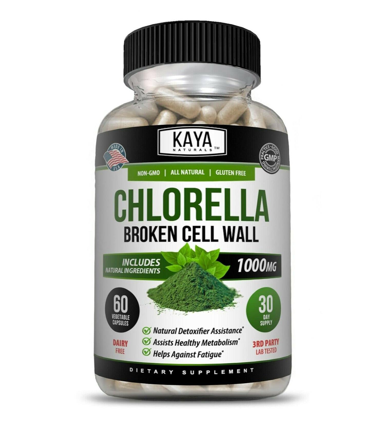 Kaya Naturals Organic Chlorella Broken Cell Wall Capsules - Liver Cleanse Detox Formula - Superfood & Detox Supplement - 60 Veggie Capsules - Buy Online on GoSupps.com
