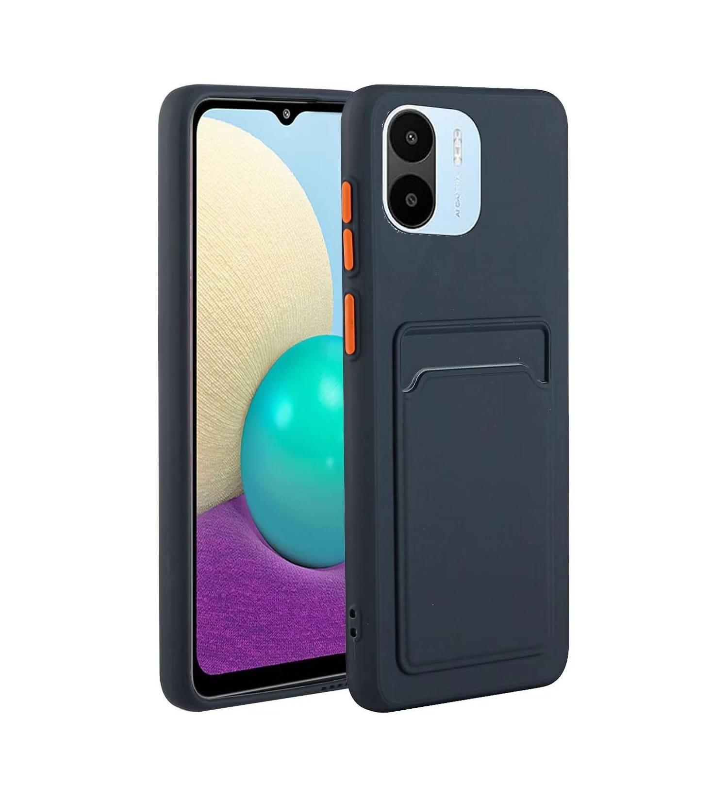 Tivenfezk Nadoli Ultra-Thin Silicone Case for Xiaomi Redmi A1 - Shockproof Scratch-Resistant Wallet Cover with Credit Card Holder - Dark Blue - Buy Online on GoSupps.com