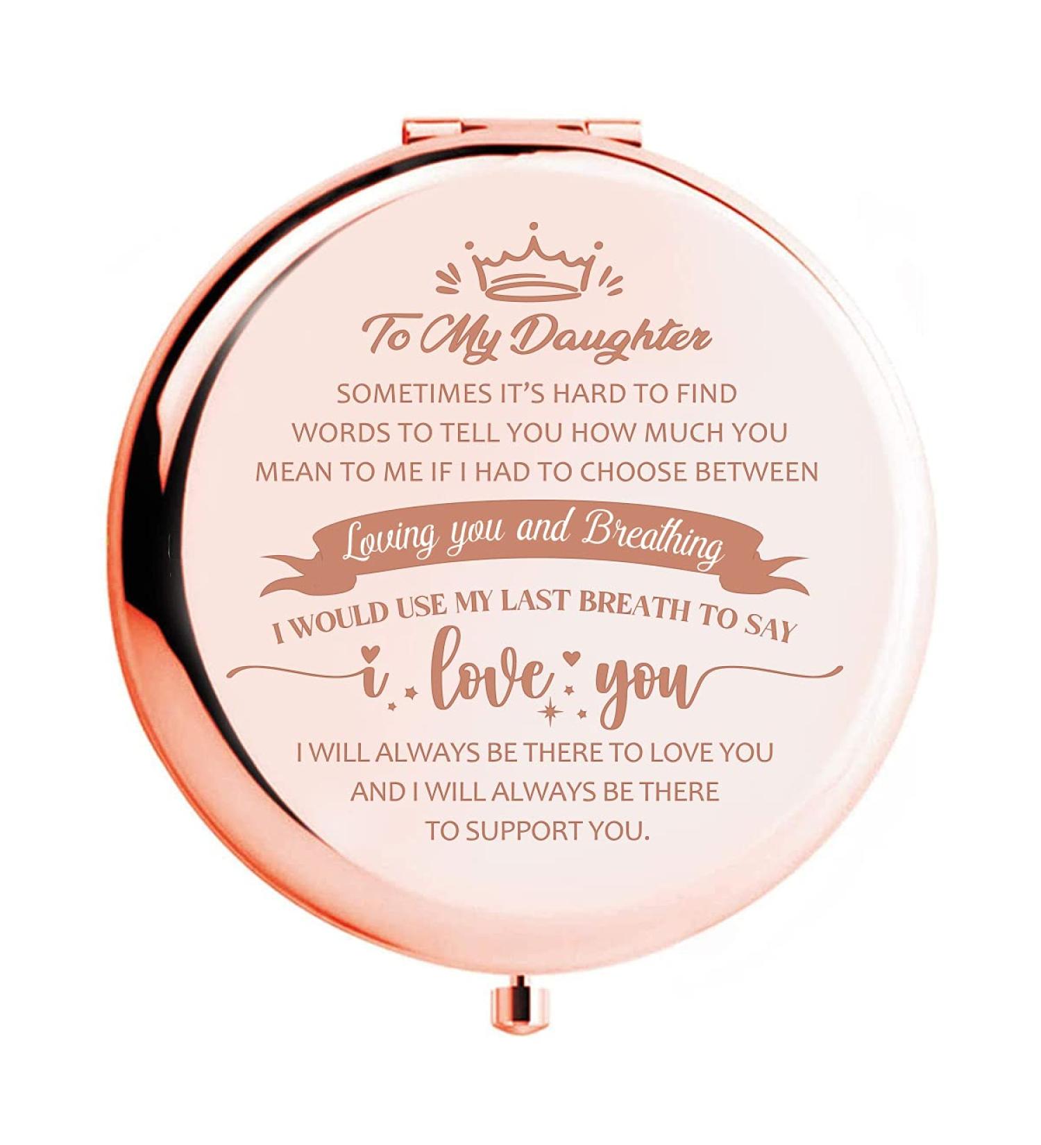 Personalized WHING to My Daughter Compact Makeup Mirror - Unique Daughter Gift for Birthday, Valentines Day, Mothers Day, Graduation & Christmas - Buy Online on GoSupps.com