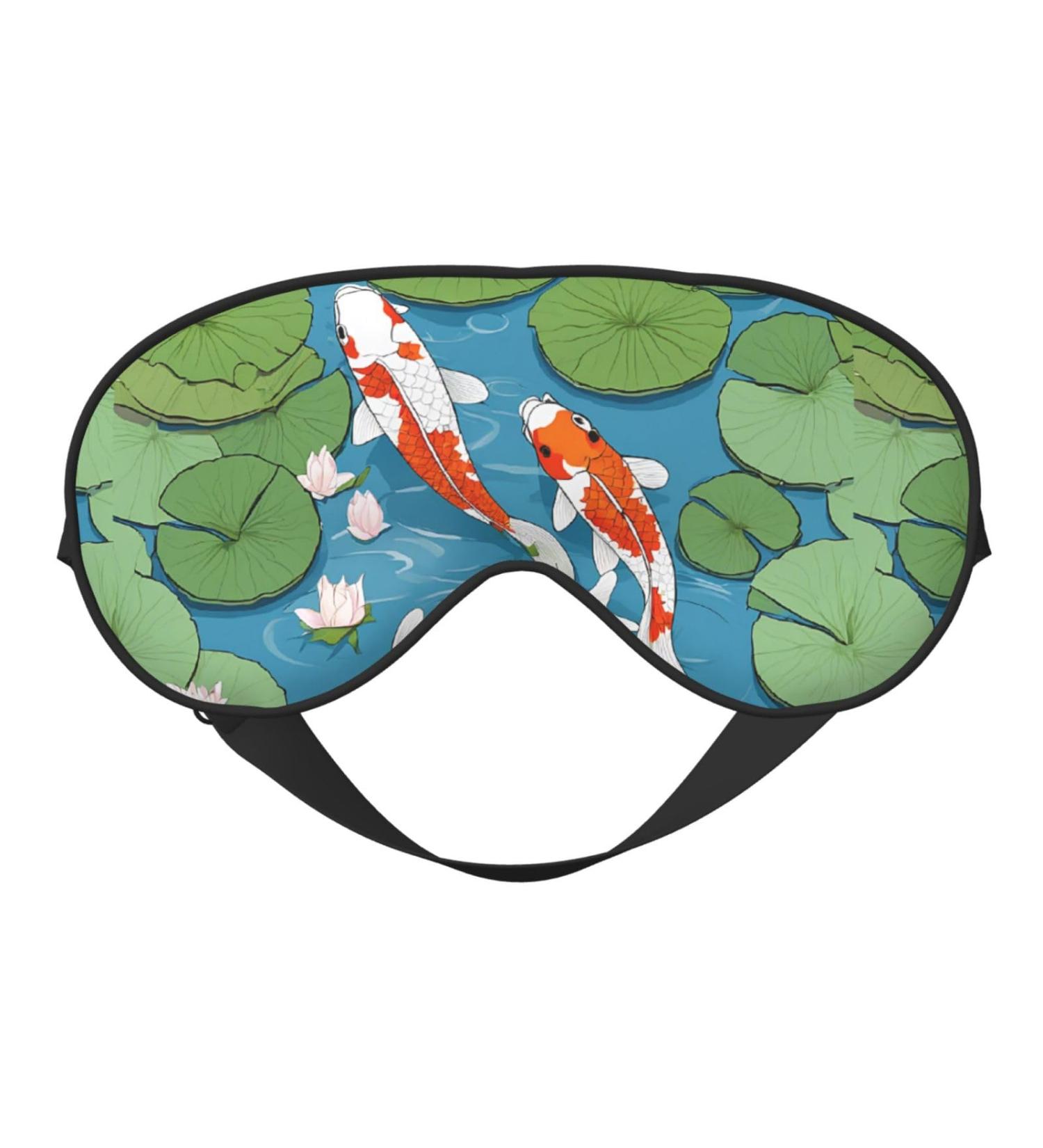 Soft Blackout Eye Masks for Better Sleep - Reusable Sleep Mask for Men & Women Travel Essentials Gifts - Japanese Koi Fish Design - Buy Online on GoSupps.com
