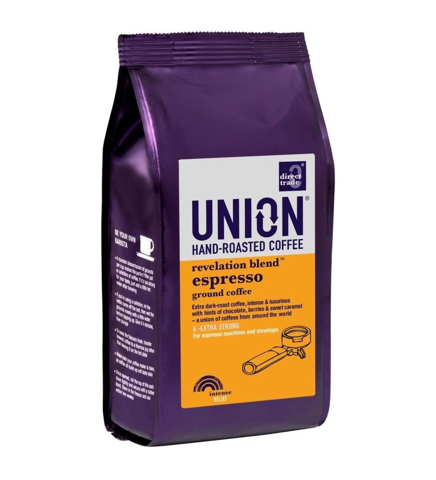 Union Hand Roasted Revelation Blend Espresso Ground Coffee (227g) - Pack of 2