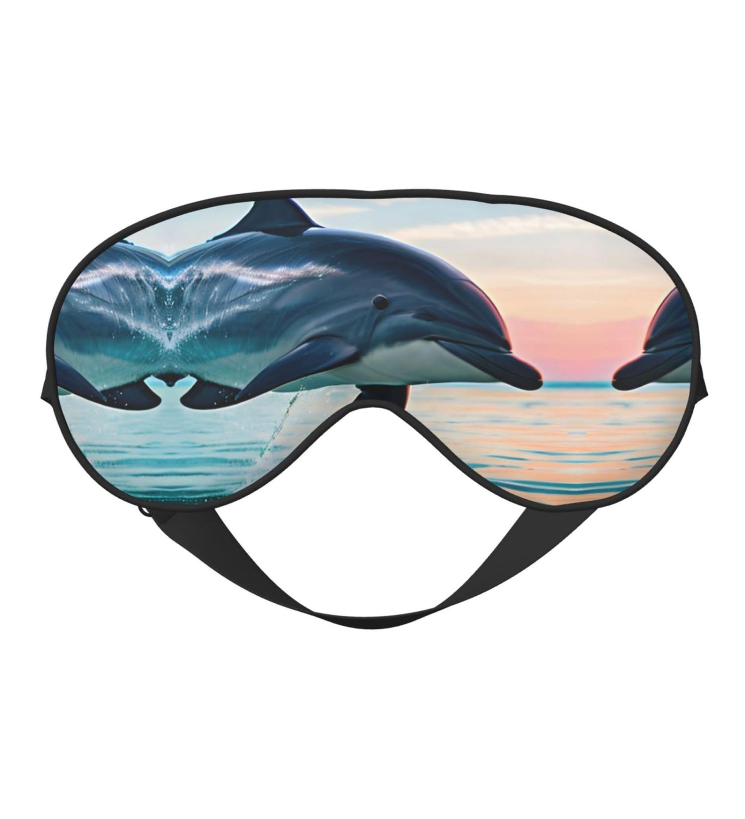 Cute Dolphin Jumping Print Double-Sided Eye Mask Soft and Light Blocking for Enhancing Sleep Quality - Buy Online on GoSupps.com