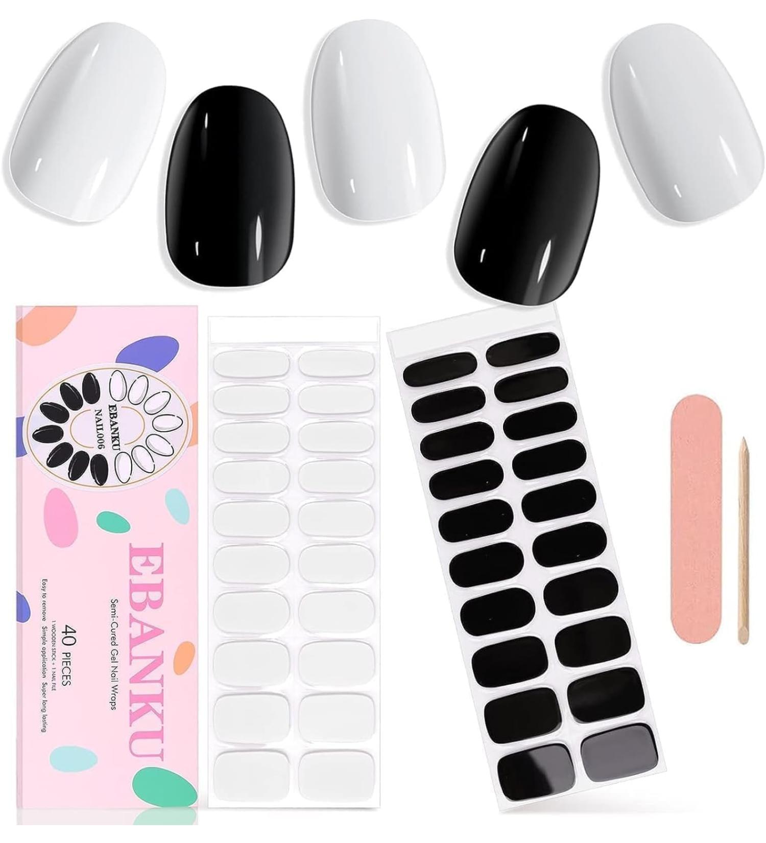 EBANKU 40 PCS Gel Nail Strips Gel Nail Strips Full Wraps Adhesive Gel Nail Stickers with Nail File and Stick(UV/LED Lamp Required) (2) - Buy Online on GoSupps.com
