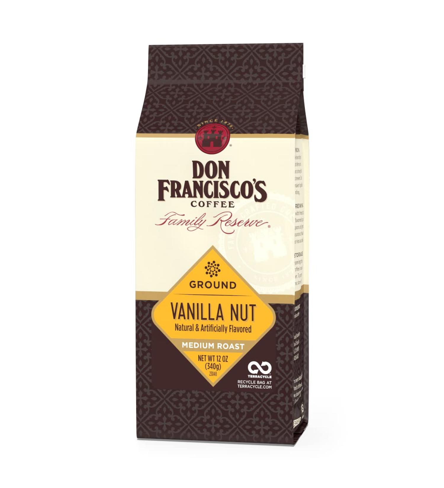 Don Franciscos Family Reserve Vanilla Nut Medium Roast Ground Coffee 340g Bag - Buy Online on GoSupps.com