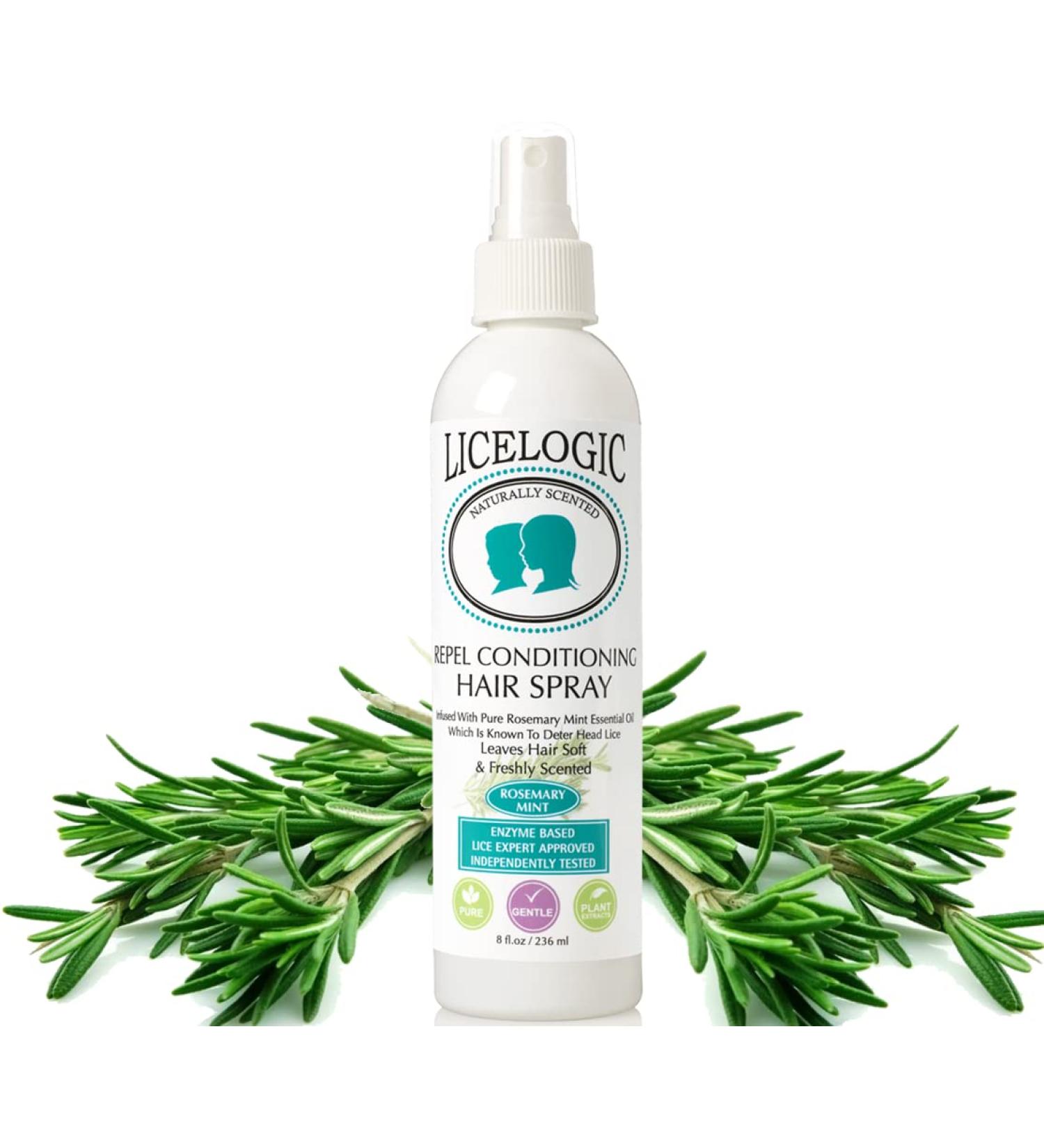 LiceLogic Head Lice Prevention Spray 8 oz - Non Toxic Formula with LICEZYME for Kids | Repels Super Lice, Eggs, and Nits | Natural Rosemary Mint Scent - Buy Online on GoSupps.com