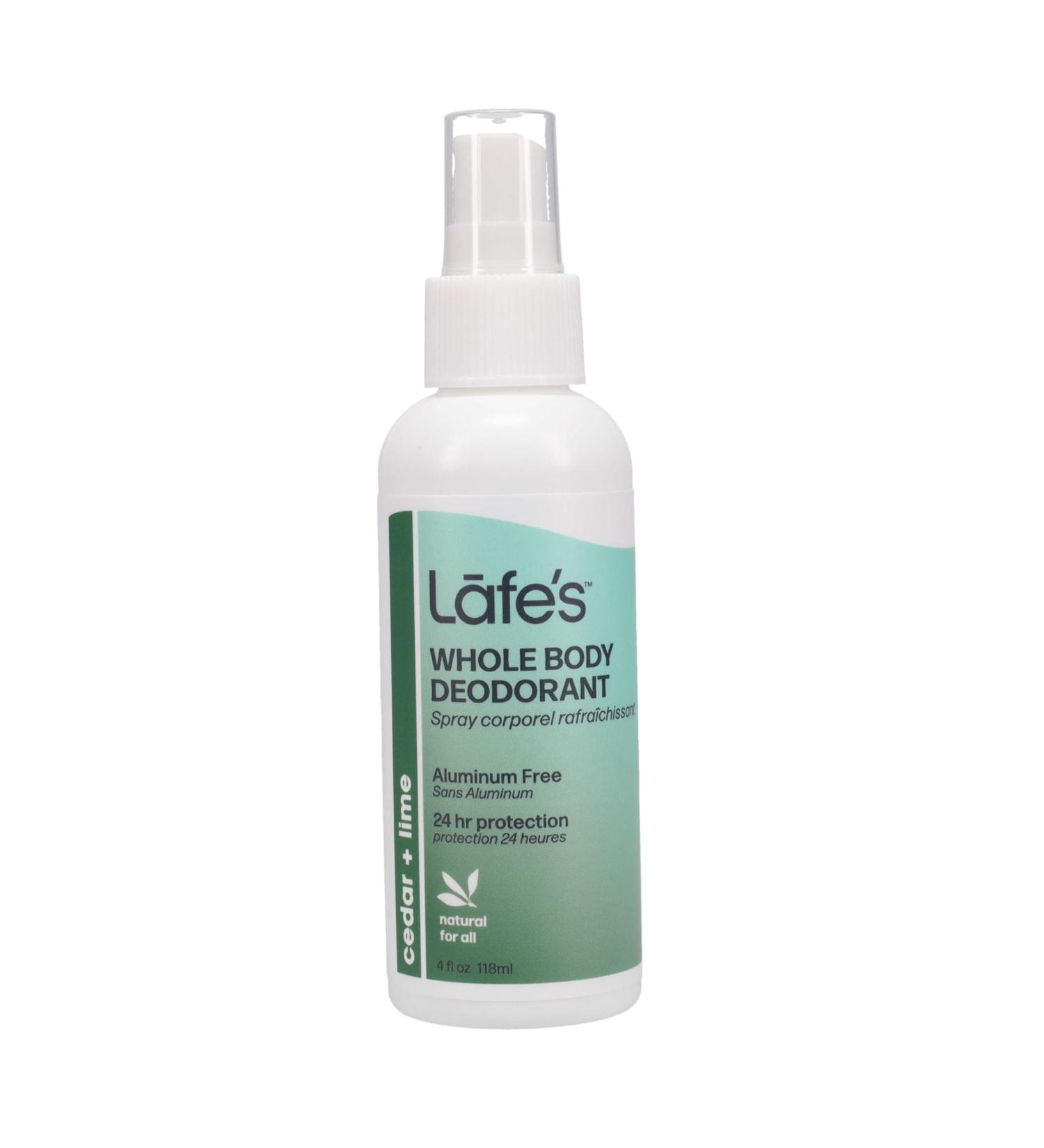 Lafe's Natural Deodorant | 4 Ounce Whole Body Non-Aerosol Deodorant Spray | Aluminum Paraben & Baking Soda Free | Cedar & Lime - Buy Online on GoSupps.com