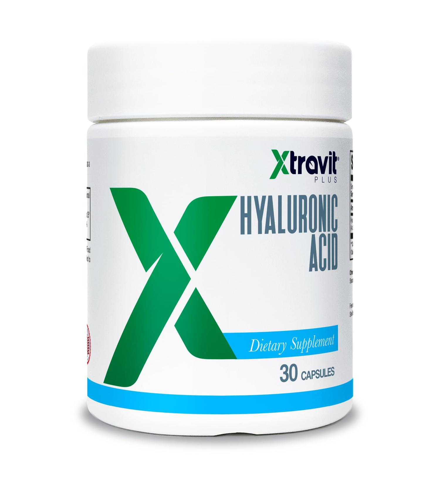 Xtravit Hyaluronic Acid Supplement May Support Skin Hydration & Joint & Eye Health - Pure Oral Supplements for Men & Women - Non-GMO - No Fillers 100 mg Encapsulations 30 Capsules - Buy Online on GoSupps.com