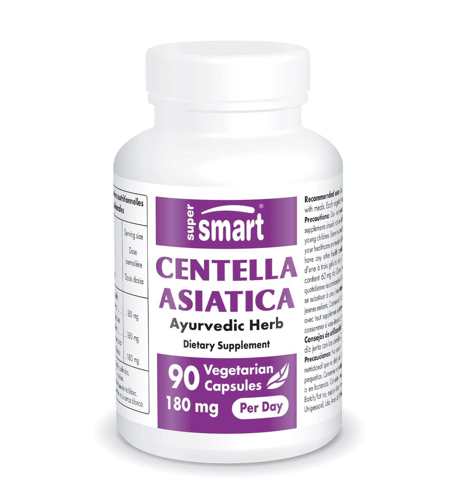 Supersmart Centella Asiatica 180mg - Skin & Brain Support - 90 Non-GMO Vegetarian Capsules - Buy Online on GoSupps.com