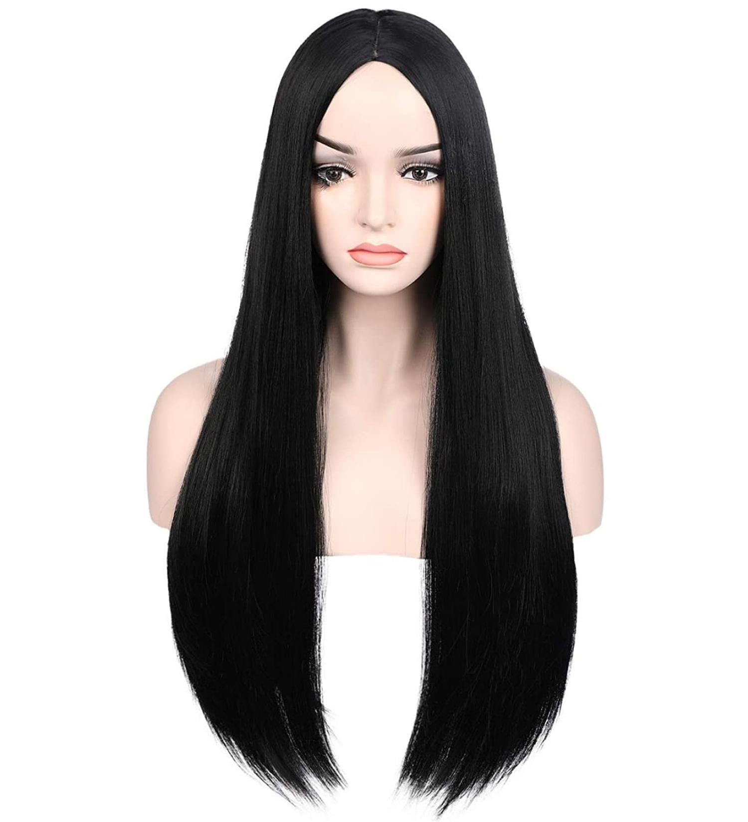 Buy Long Black Straight Wig for Women | Natural Brunett Wigs for Cosplay Costume Party & Halloween | Fast International Shipping - Buy Online on GoSupps.com
