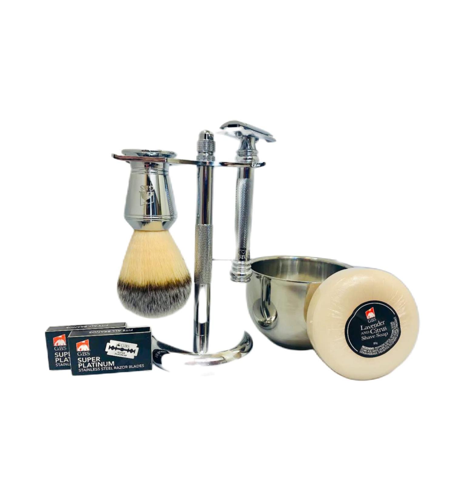 Buy G.B.S Men's Shaving Set - Double Edge Safety Razor MK 38 Shaving Brush & Natural Soap - Premium Quality from Solingen Germany - International Shipping Available - Buy Online on GoSupps.com