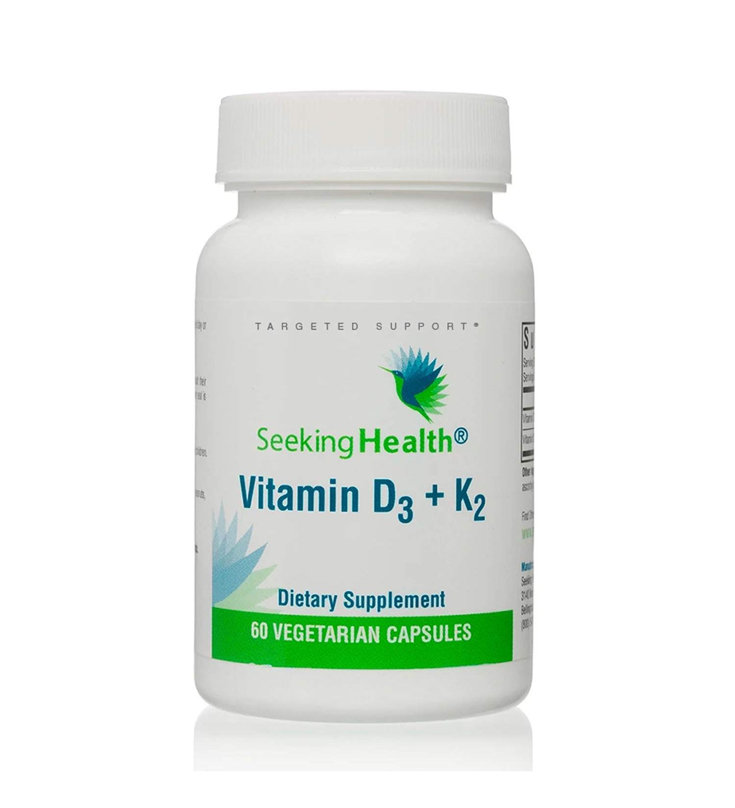 Vitamin D3 + K2 | 5000 IU D3 for Calcium Absorption | 100 mcg K2 for Circulatory Health | Bone & Immune Support | 60 Vegetarian Capsules - Buy Online on GoSupps.com