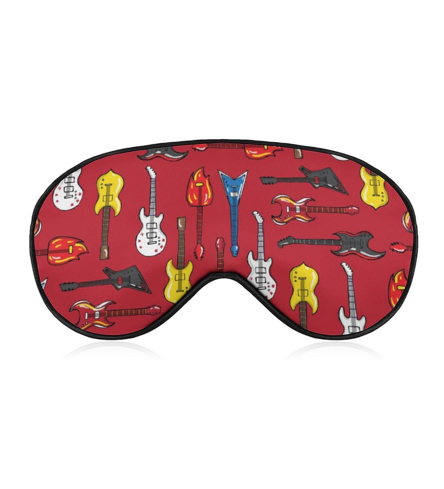 I Love Guitars Sleep Mask - Adjustable Strap Eye Cover for Sleeping Men and Women - Blocks Light for Night, Travel, Nap - Buy Online on GoSupps.com