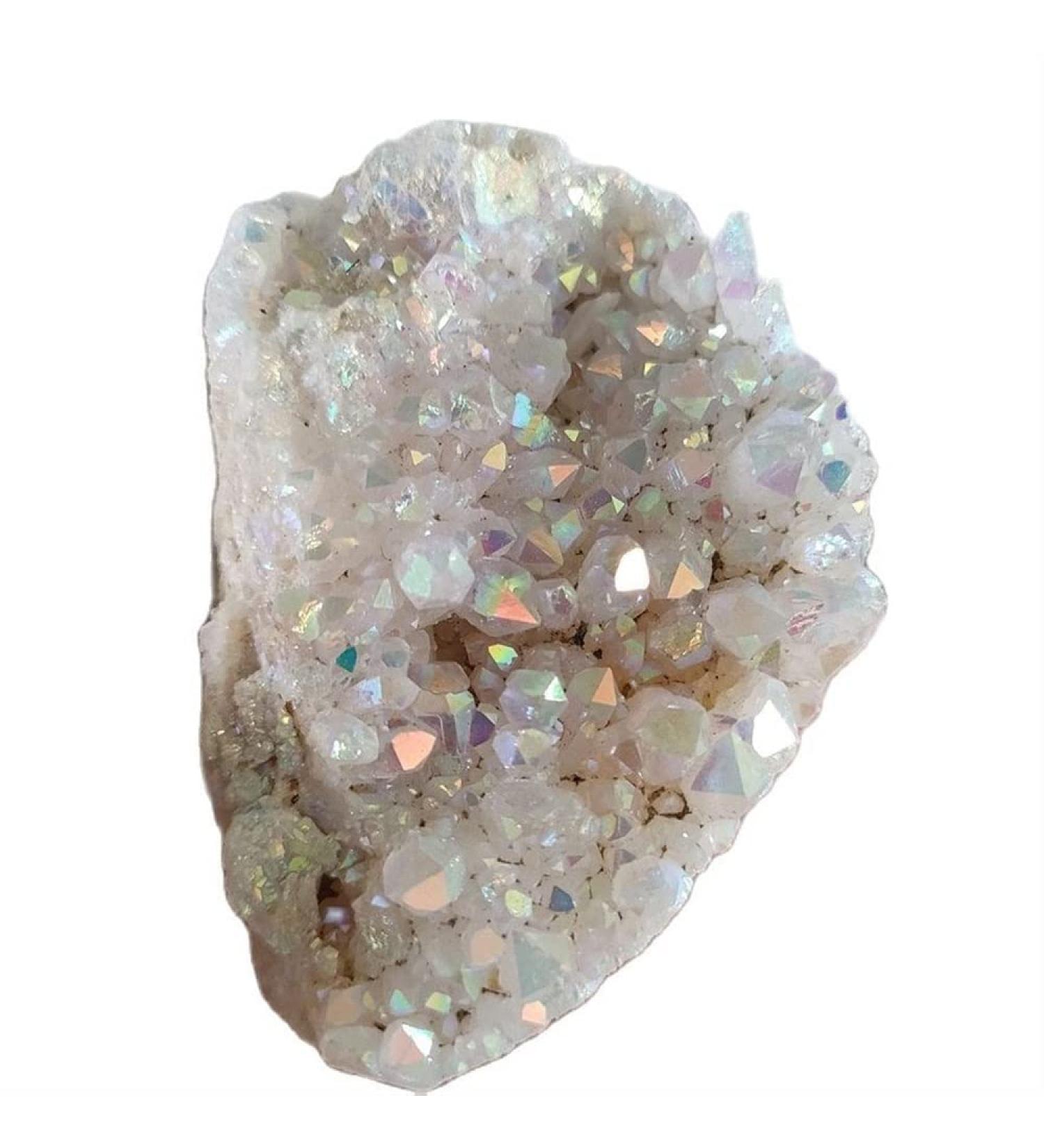 Home Natural White Angel Aura Crystal Cluster Electroplating Titanium Coating Quartz Cluster Stone Gift Home Goods (Size : 300g) - Buy Online on GoSupps.com
