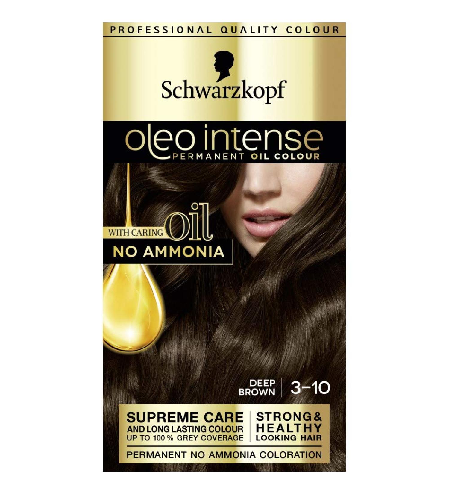 Schwarzkopf Oleo Intense Permanent Brown Hair Dye Oil Enriched | Ammonia Free | 100% Grey Coverage | Deep Brown 3-10 | 1 Count Pack - Buy Online on GoSupps.com