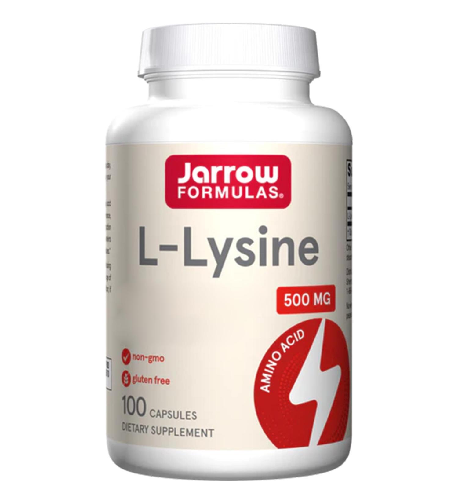 Jarrow Formulas L-Lysine 500mg High Dose Amino Acid - 100 Capsules | Lab-Tested, Gluten-Free, Non-GMO - SOYA Free - Buy Online on GoSupps.com