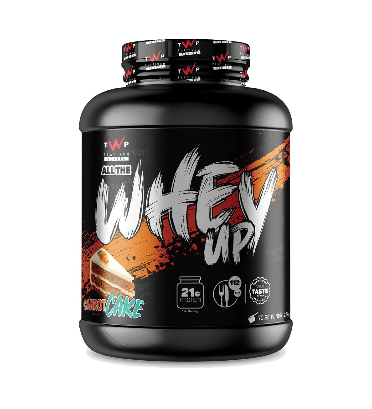 TWP Nutrition Platinum Series All The Whey Up Protein Powder Shake 23g Whey Protein Low Fat Low Carbs 2.1kg/900g & 70/30 Servings (Carrot Cake 2.1kg) Carrot Cake 2.1kg - Buy Online on GoSupps.com