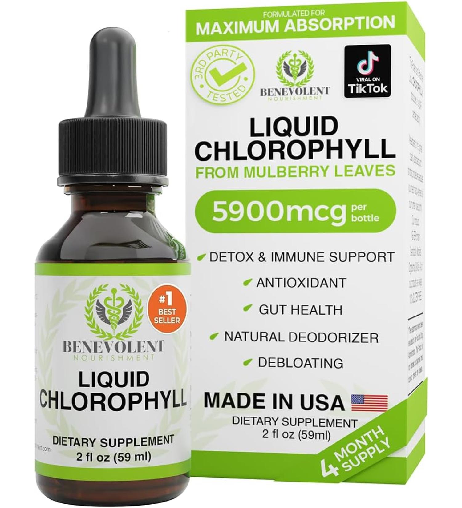 Chlorophyll Liquid Drops - Energy Boost & Immune Support | Internal Deodorant | Altitude Sickness Relief | Premium Quality Natural Formula | Minty Taste | 2X Absorption - Buy Online on GoSupps.com
