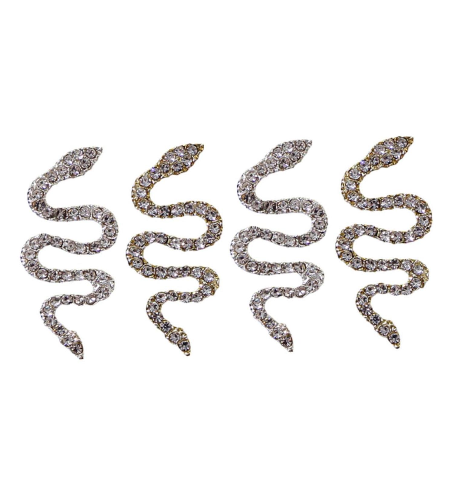 FRCOLOR 4 pieces snake nail drill made of alloy nail jewellery rhinestone pendant for nails snake nail charms nail art bling rhinestones manicure decoration diamond flash drilling 3D - Buy Online on GoSupps.com