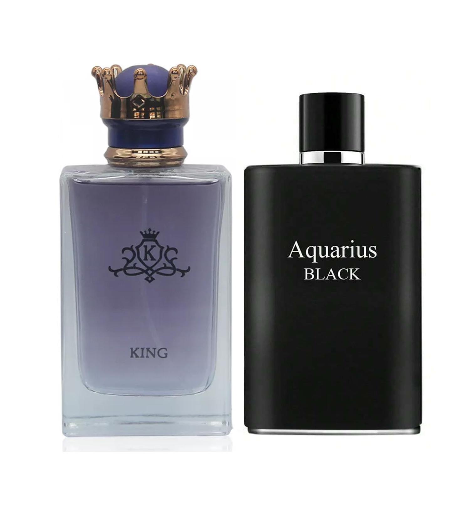 King&Aquarius Black Men Cologne Set Eau De Parfum Spray For Men Fruity Notes Enriched By A Strong Woody Based Fragance Ideal for Day Wear - 3.4 Fl Oz