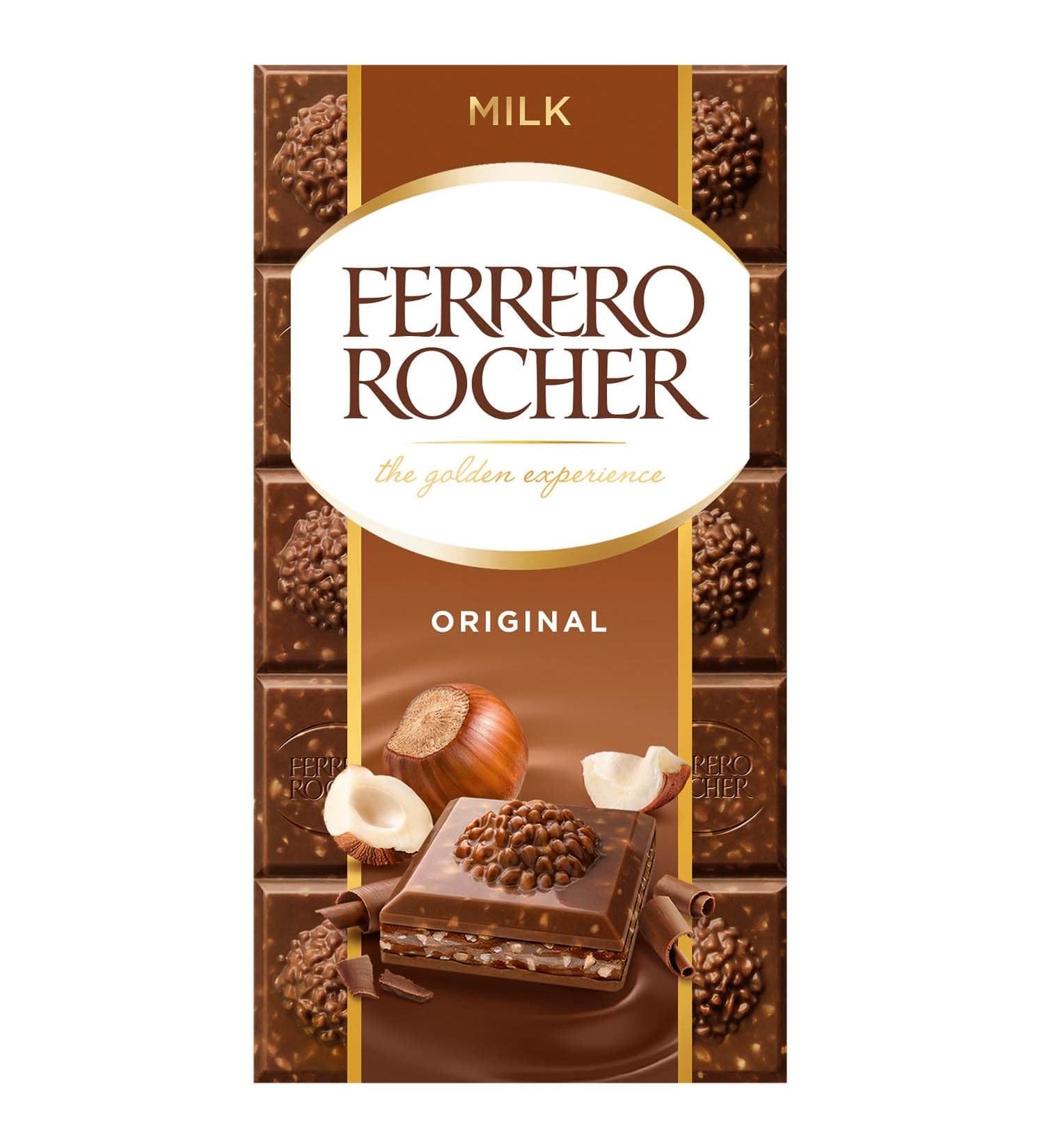 FeRrerro's RocHerr's Milk Chocolate Hazelnut Block 90g - Chocolates Gifting Crunchy Pieces & Filling - Gift Box Hamper Christmas Birthday Occasions Valentine's Day Easter- Suitable For Vegetarians