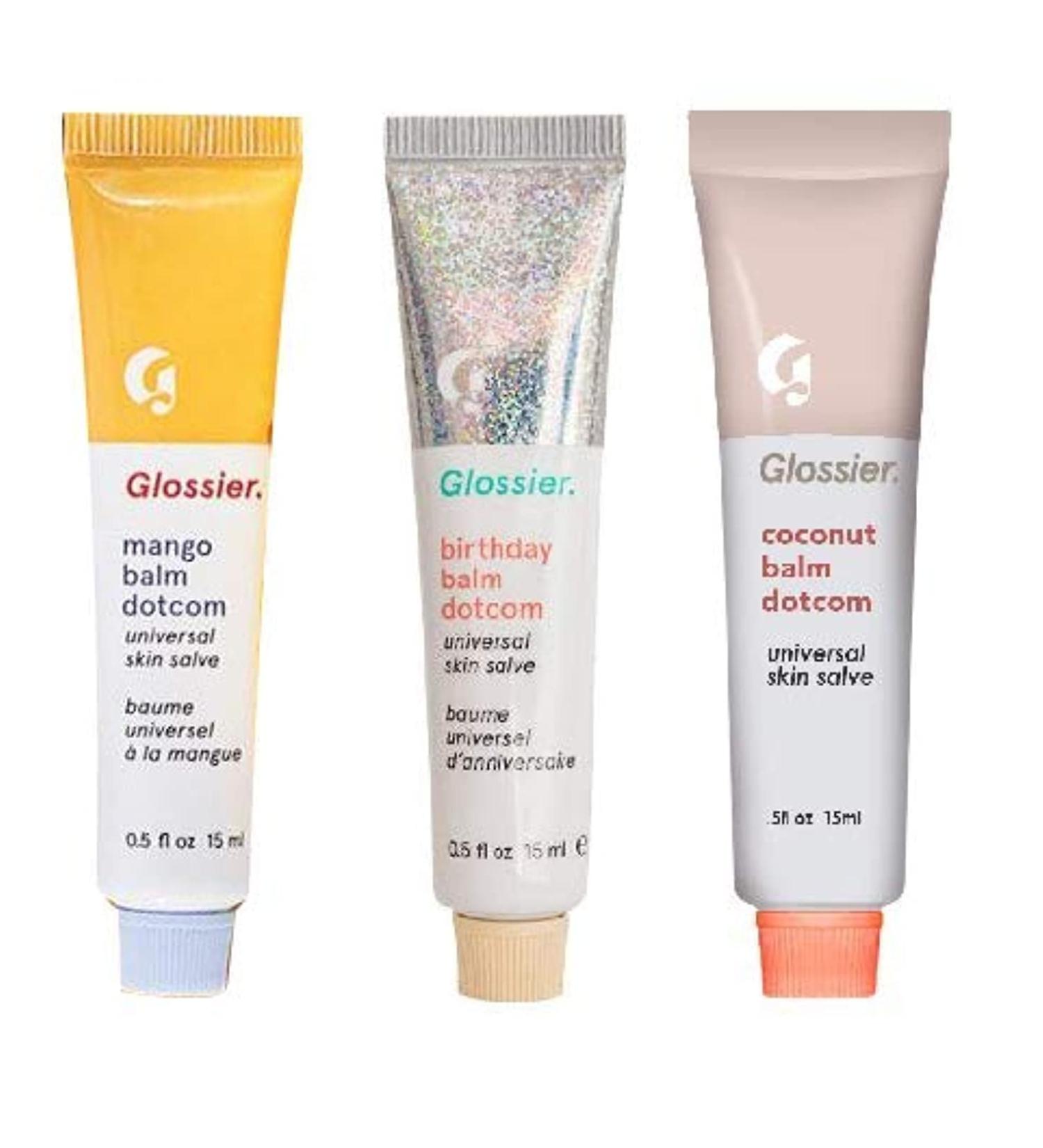 Shop Glossier Balm Dotcom Trio - Mango, Birthday, Coconut | 0.5 fl oz / 15 ml - Buy Online on GoSupps.com
