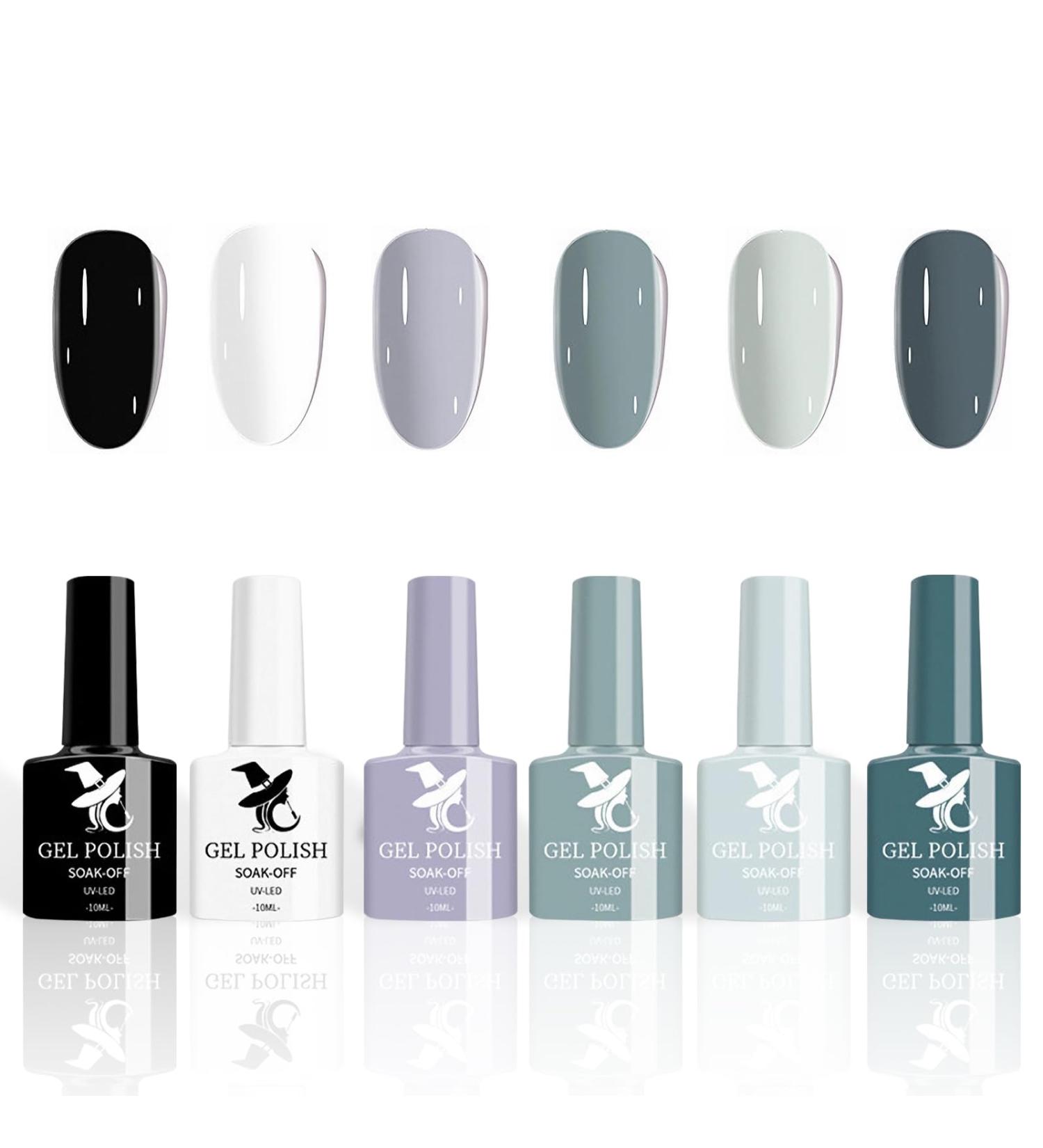 Ceboic Gel Nail Polish Set 6 Colors Classic Black White Sky Blue Long Lasting Glitter Soak Off Nail Gel Polish Quick Dry Nail Varnish Gifts Kit for Women Girls DIY Nail Art Manicure at Home 10ML Black White Set - Buy Online on GoSupps.com