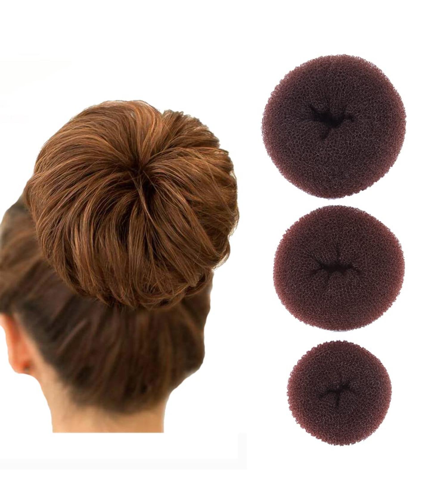 Donut Hair Node Set - Ring Style Dutt Maker Chignon Hair Donut Form - 3-Piece Hair Styling Tool for Women & Girls - Sizes L M S - Brown - Buy Online on GoSupps.com
