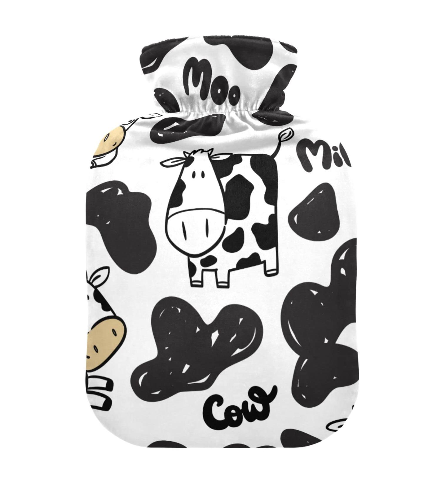 Hot Water Bottle with Cow Cover - 2L Pain Relief Hot Pack for Women & Adults - International Shipping Available - Buy Online on GoSupps.com