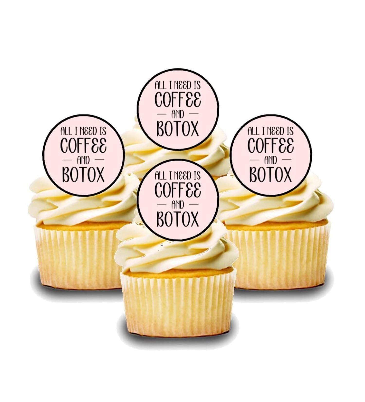 24 Coffee Cupcake Toppers All I Need Is Coffee & Wrinkle Free Theme Edible Premium Thickness SWEETENED Vanilla Wafer Rice Paper Discs Cake Decorations - Buy Online on GoSupps.com