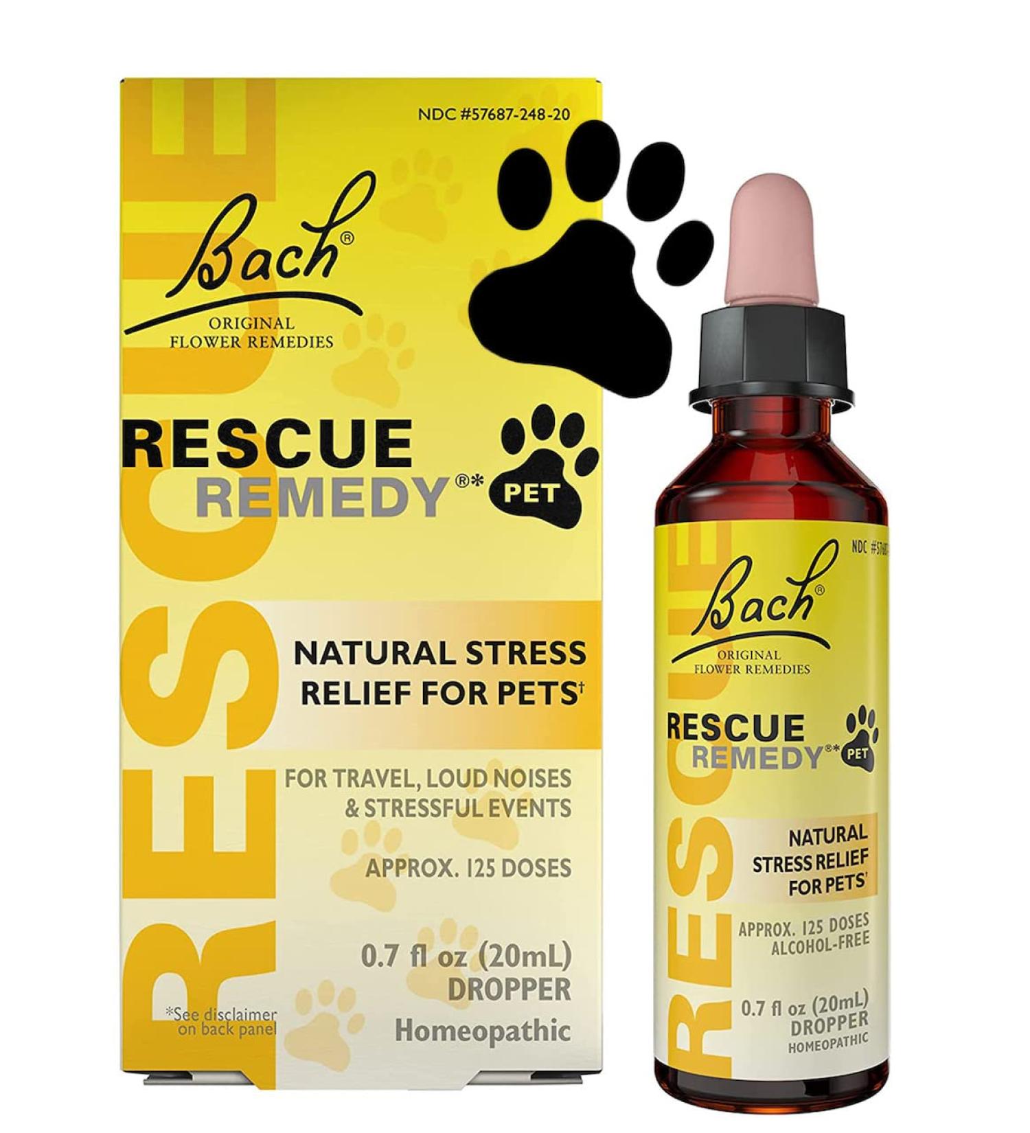 Bach RESCUE REMEDY PET Dropper 20mL - Natural Stress Relief for Dogs, Cats, & Other Pets - Calming Homeopathic Flower Essence for Thunder, Fireworks, Travel, Separation - Sedative-Free - Buy Online on GoSupps.com