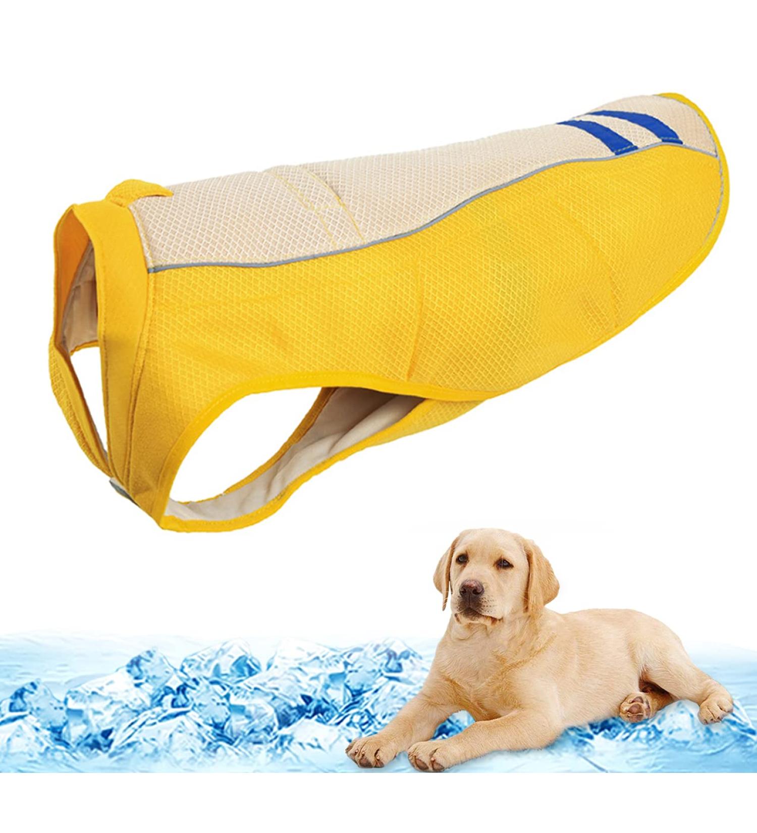 Shop MOSUCOURL Dog Cooling Vest | Summer Breathable Jacket for Outdoor Activities - Perfect for Hiking Training & Swimming (Yellow Size S) - Buy Online on GoSupps.com
