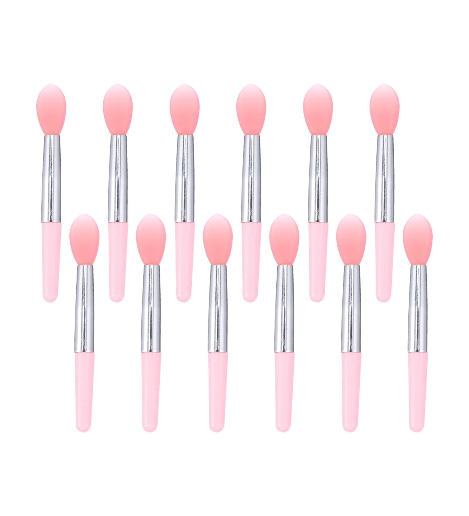 12Pcs Pink White Silicone Mini Lip Brush Set - Reusable Lip Balm & Lipstick Applicators Makeup Brushes for Lip Gloss Scrub & Eyeshadow - Perfect for All Makeup Needs - Buy Online on GoSupps.com