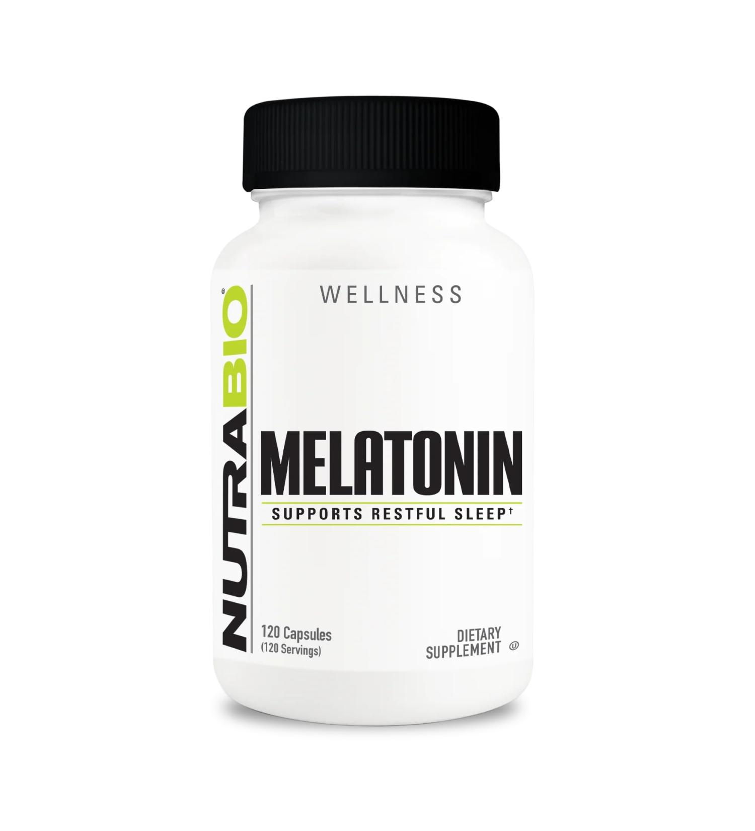 NutraBio Melatonin Sleep Aid 3mg 120 Capsules - Buy Online on GoSupps.com
