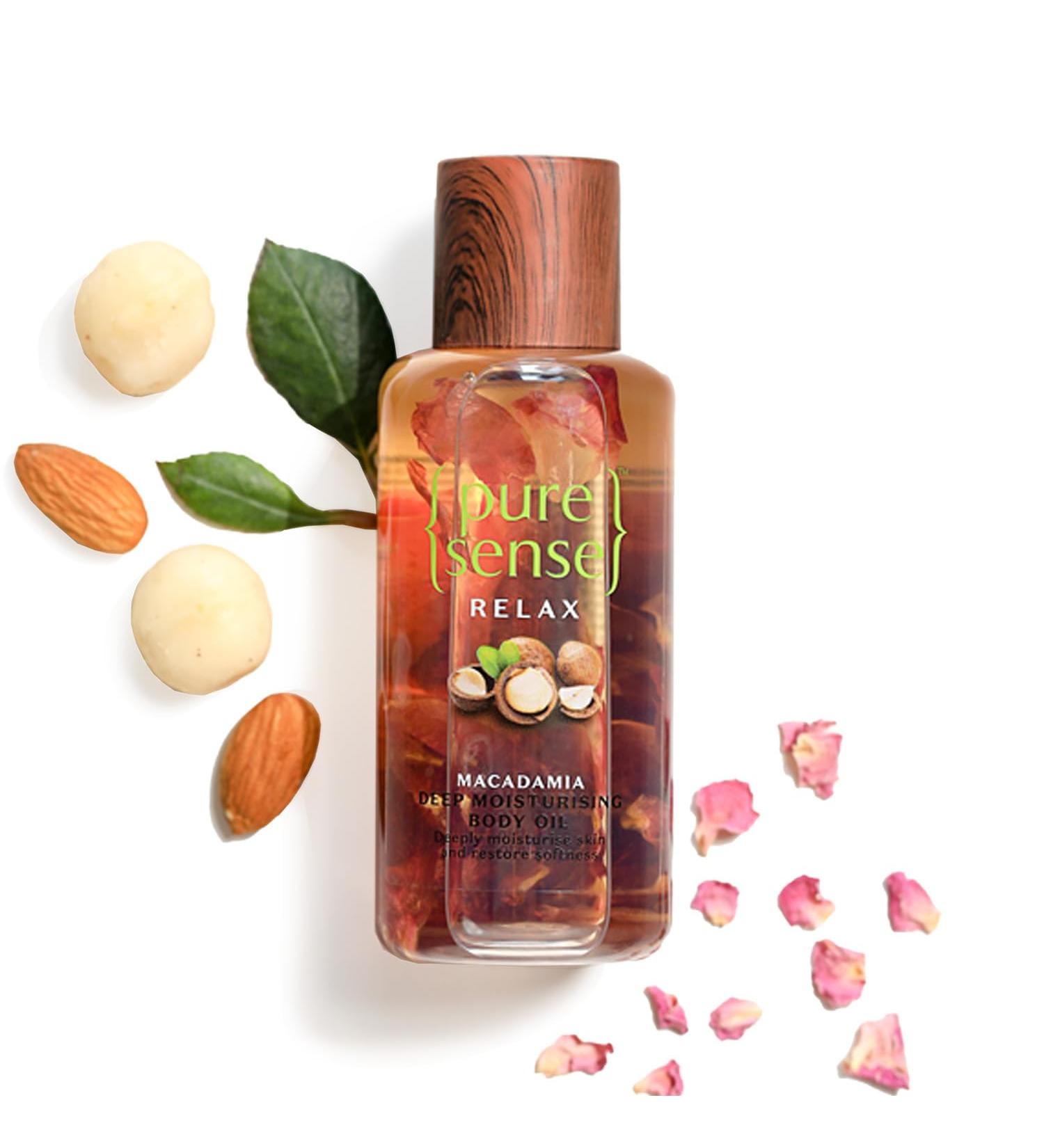 PureSense Deep Moisturising Body Oil 100ml | Macadamia Oil & Rose Petals - Hydrating Skincare for All Skin Types - Buy Online on GoSupps.com