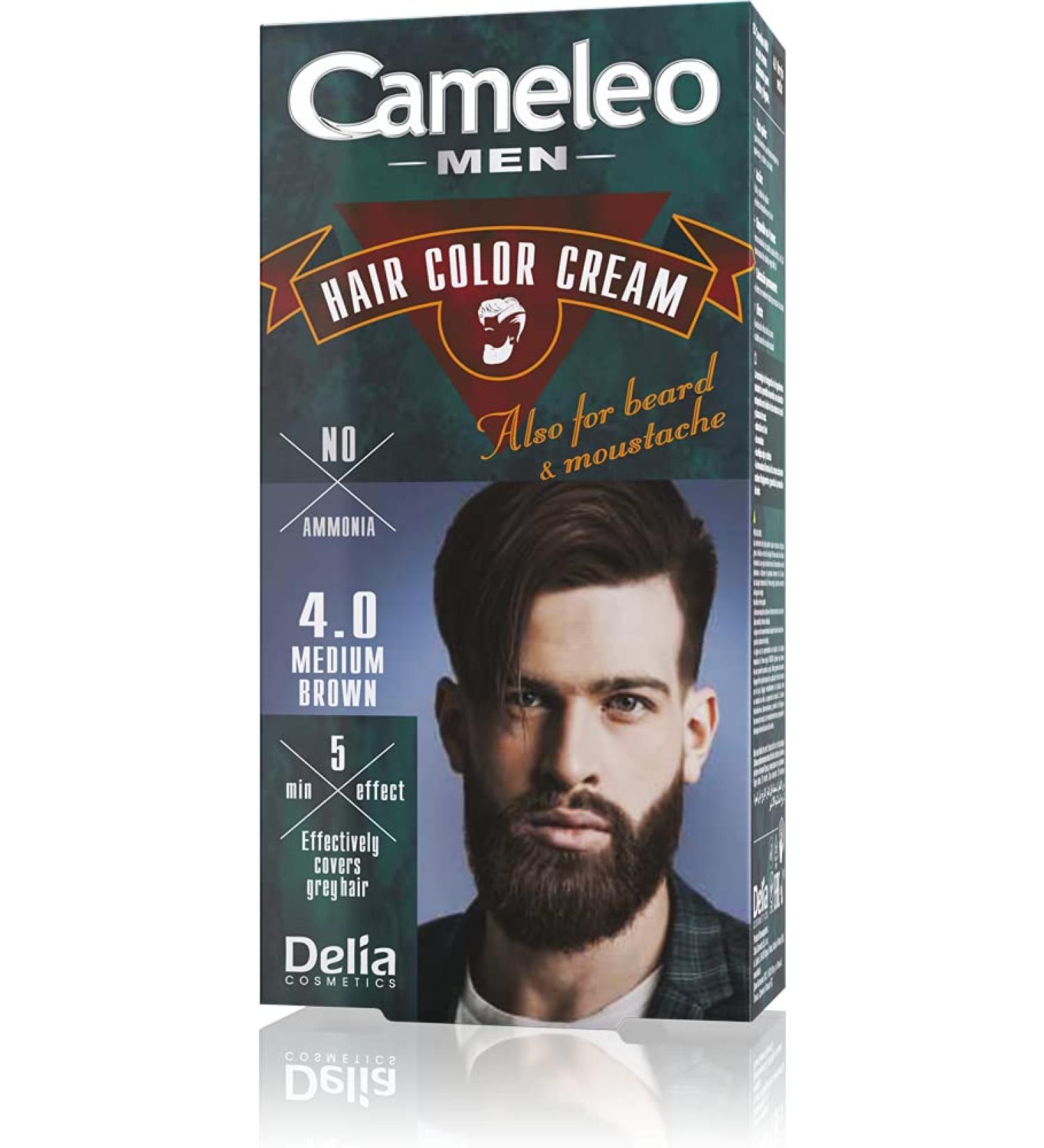 Cameleo Men Permanent Hair Dye - Medium Brown | 5 Min Natural Effect | Cover Grey Hair | Ammonia-Free | 30ml (Pack of 1) - Buy Online on GoSupps.com