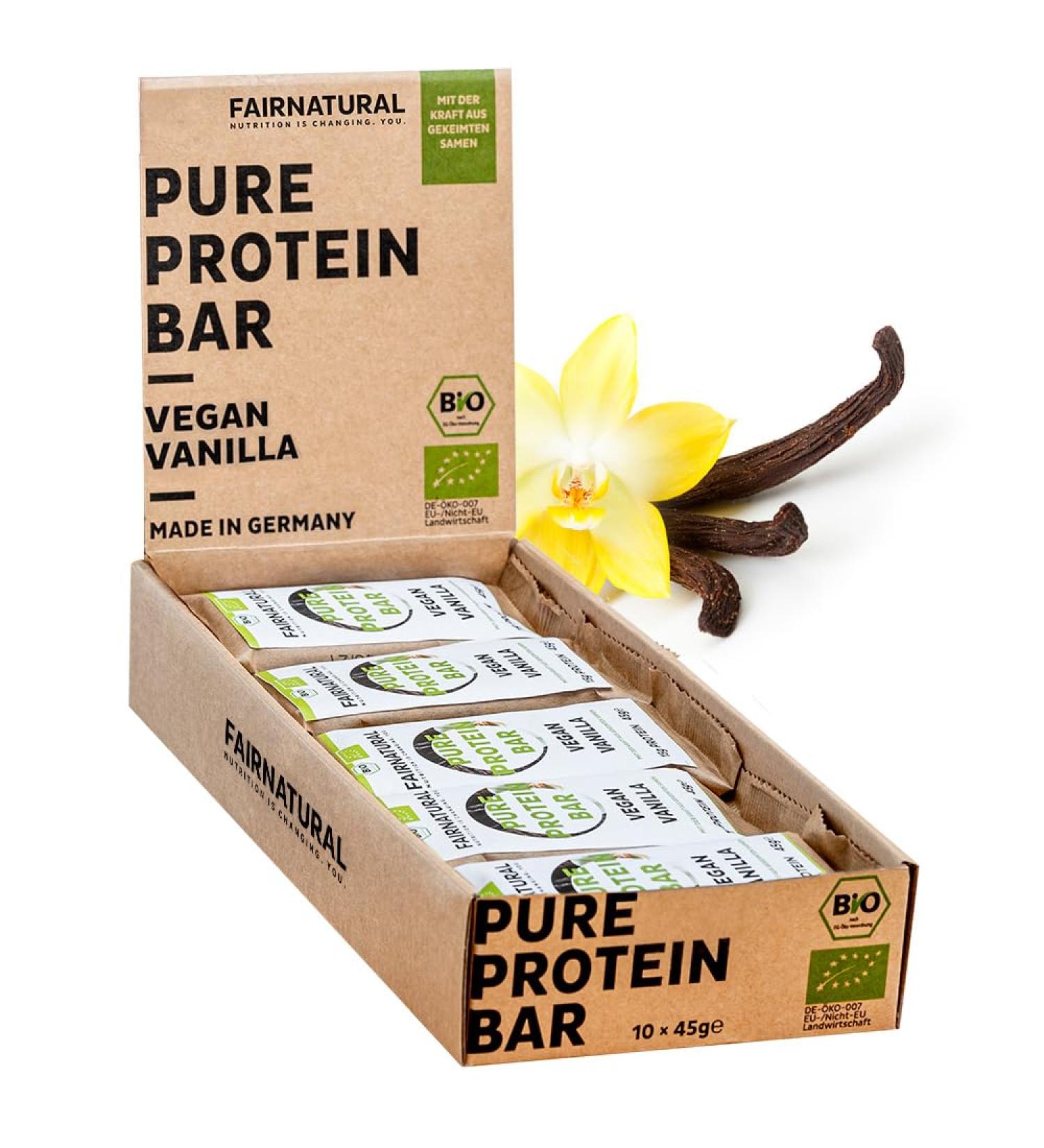 Buy 3K Vegan Protein Bars - Premium Bio Vanilla Soy-Free & Low-Fat 10x45g Pack | Healthy Snack from Germany - Buy Online on GoSupps.com
