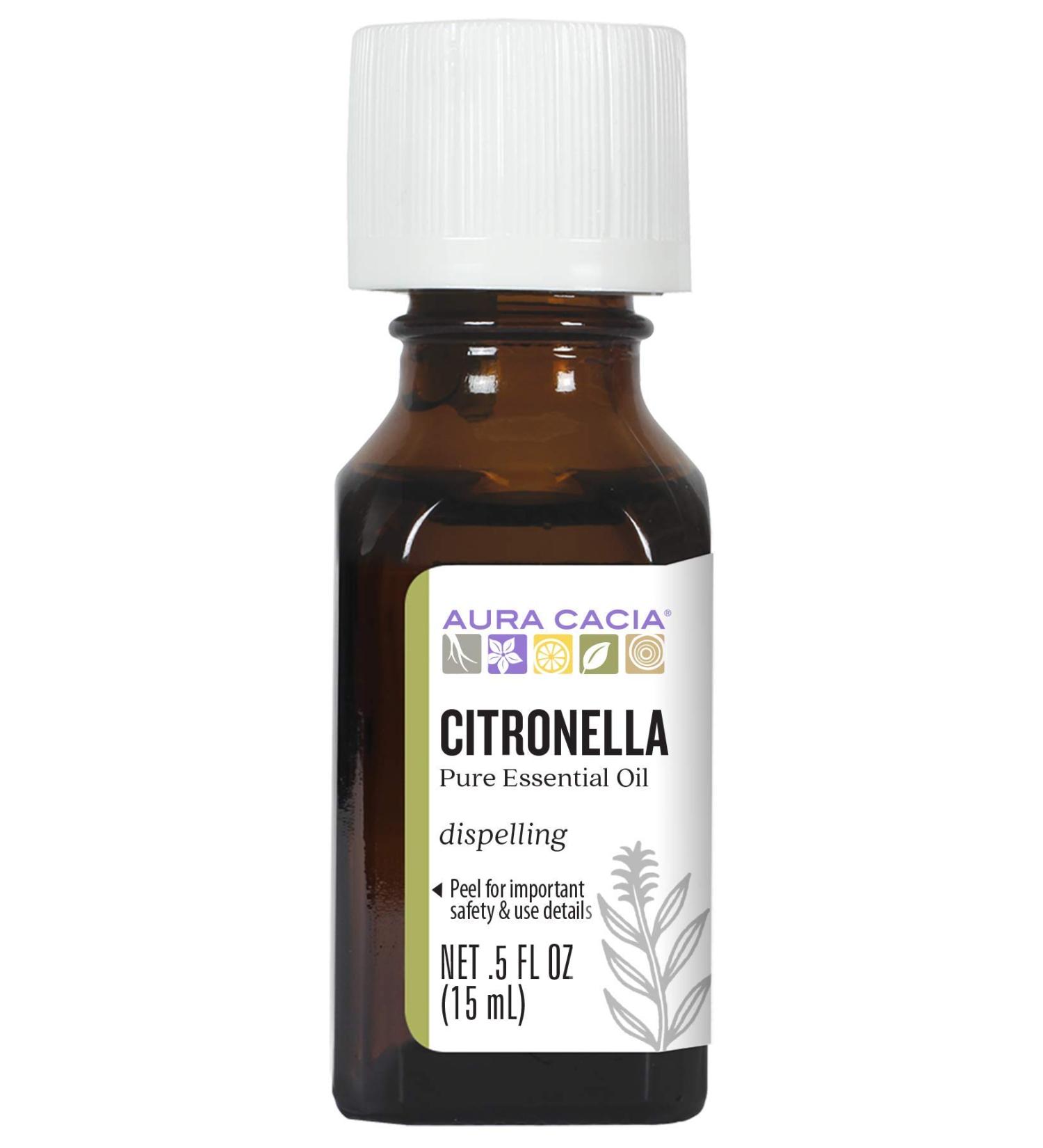 Aura Cacia Pure Citronella Java Essential Oil 0.5 fl. oz. | Natural Insect Repellent | Cymbopogon winterianus - Shop Internationally - Buy Online on GoSupps.com