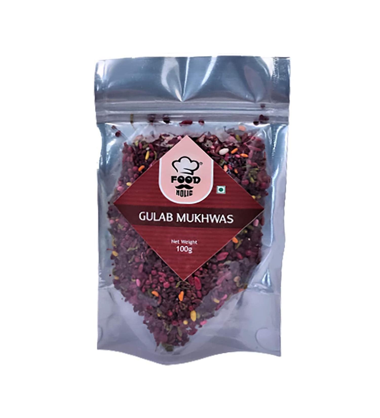 FOODHOLIC Shahi Gulab Mukhwas Traditional Mouth Freshener Mukhwas Mix (Mouth Freshener) (200 GM)_Packing May Vary