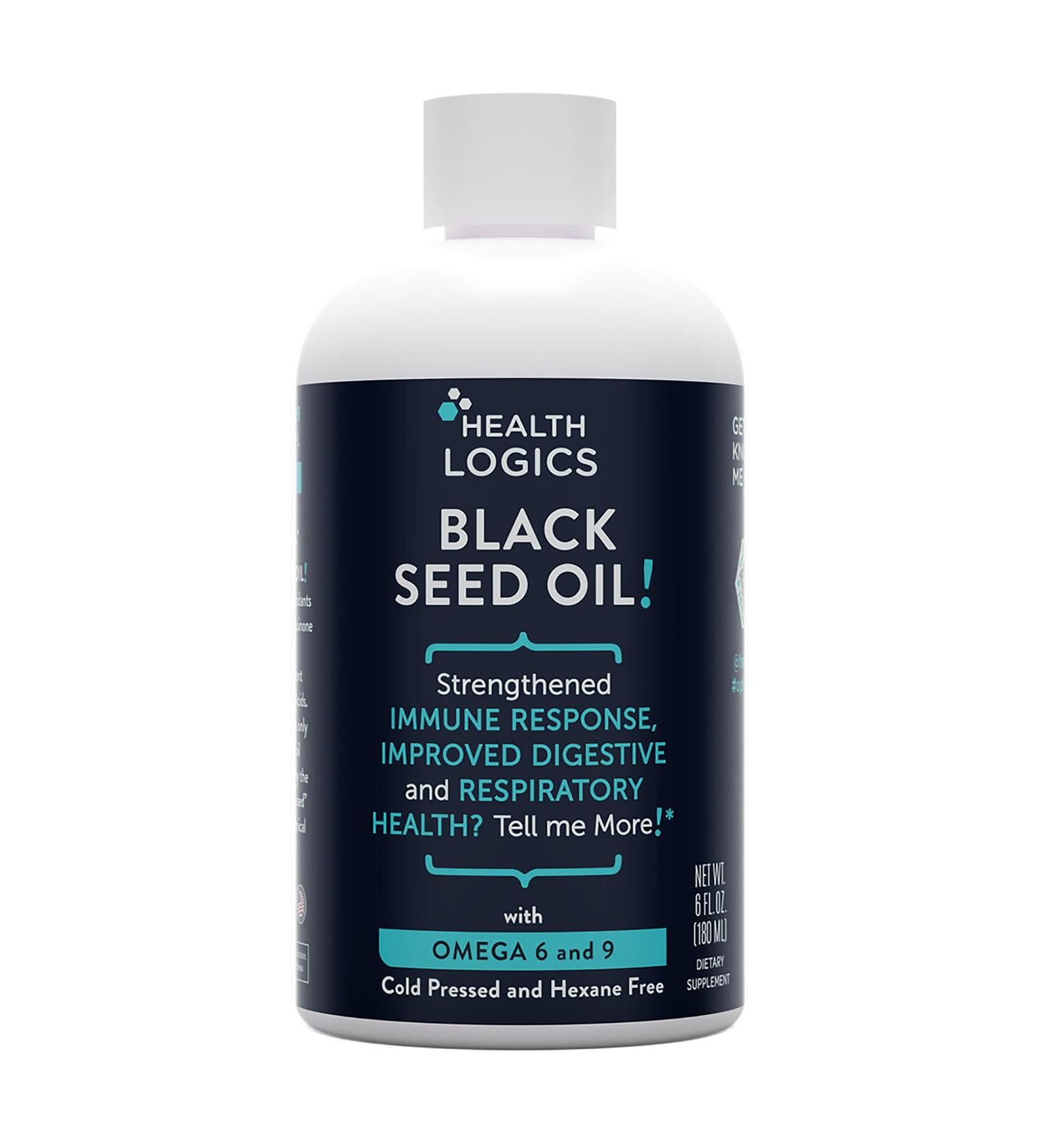 Health Logics Black Seed Oil | Rich Source of Omega 6 & Omega 9 | Pure Cold Pressed Black Cumin Seed Oil for Respiratory Digestive and Immune Health | 6 fl oz black seed oil 6 Fl Oz (Pack of 1) - Buy Online on GoSupps.com