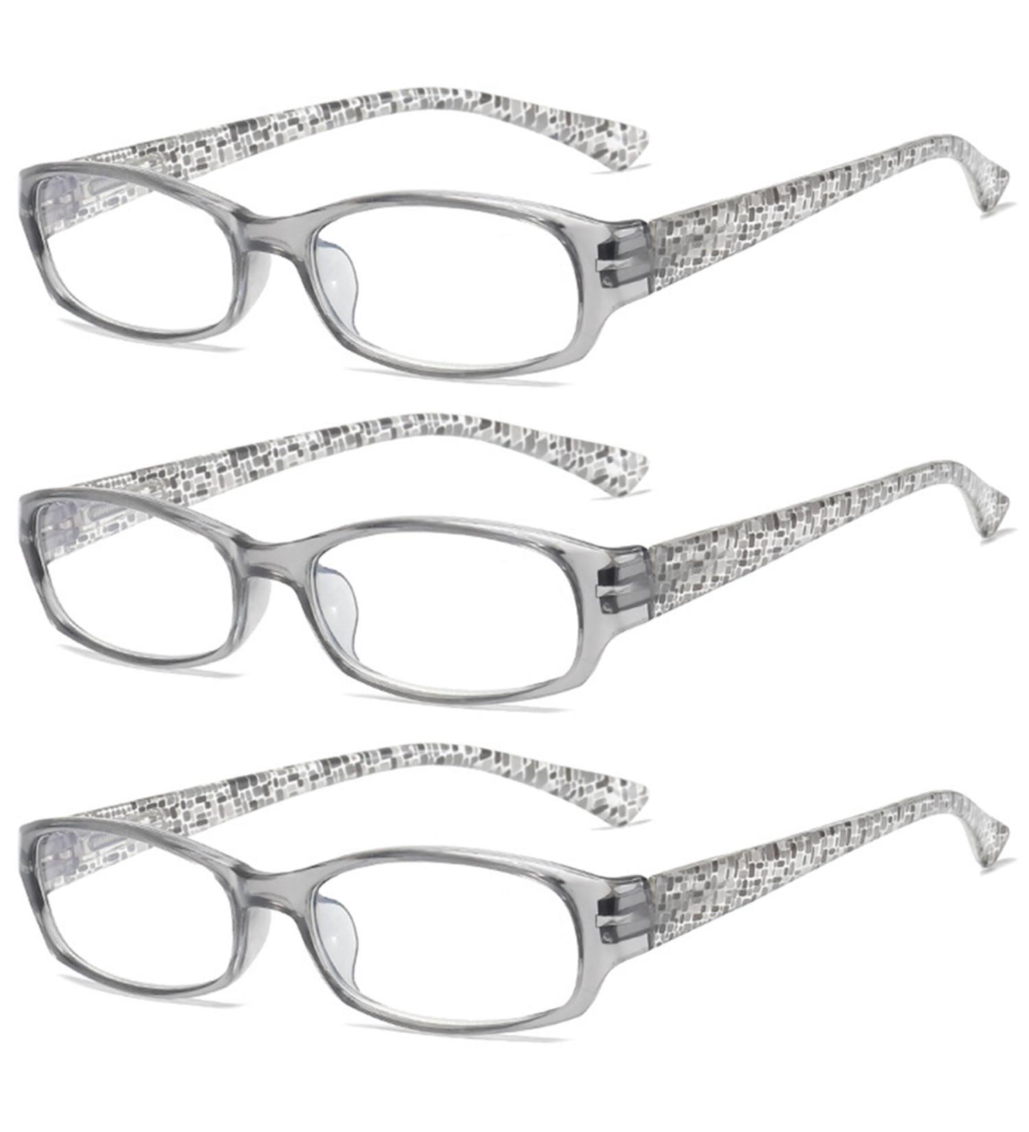 Buy Lanomi 3 Pair Small Reading Glasses with Blue Light Filter - Color Block Floral Patterns - Rectangular Shape - Light Spring Hinge - Visual Aid for Men & Women - Starch Gray 1.5x - International Shipping Available - Buy Online on GoSupps.com