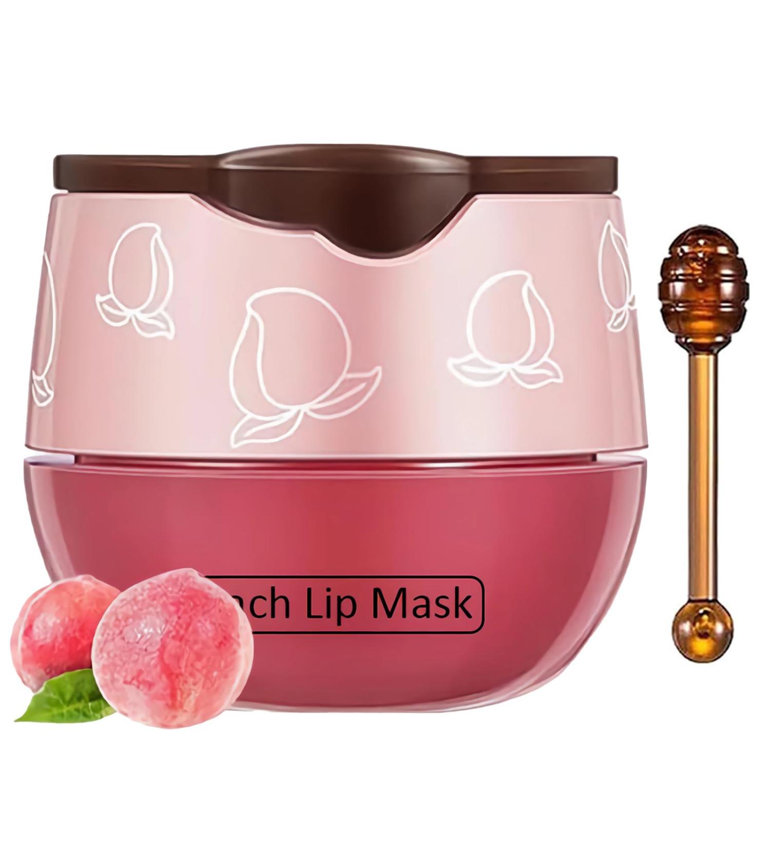 TIRDET 1 PCS Bee Lip Balm Honey Pot, Exfoliating Peach Sleeping Lip Mask Overnight with Sticks, Prevention Dry Hydrating and Crack Scrubs - Buy Online on GoSupps.com