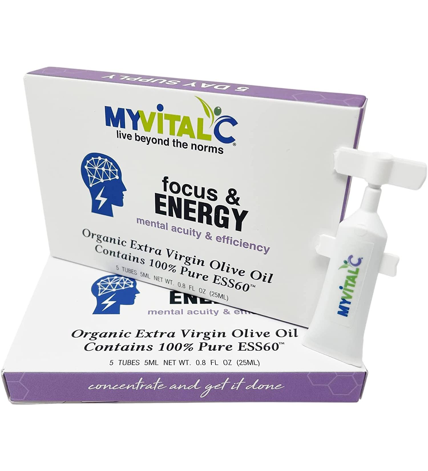 Focus & Energy Supplement - Pure ESS60 in Organic Extra Virgin Olive Oil - 30 Day Supply (150 ML) - Pack of 6 - Boost Your Productivity - Buy Online on GoSupps.com