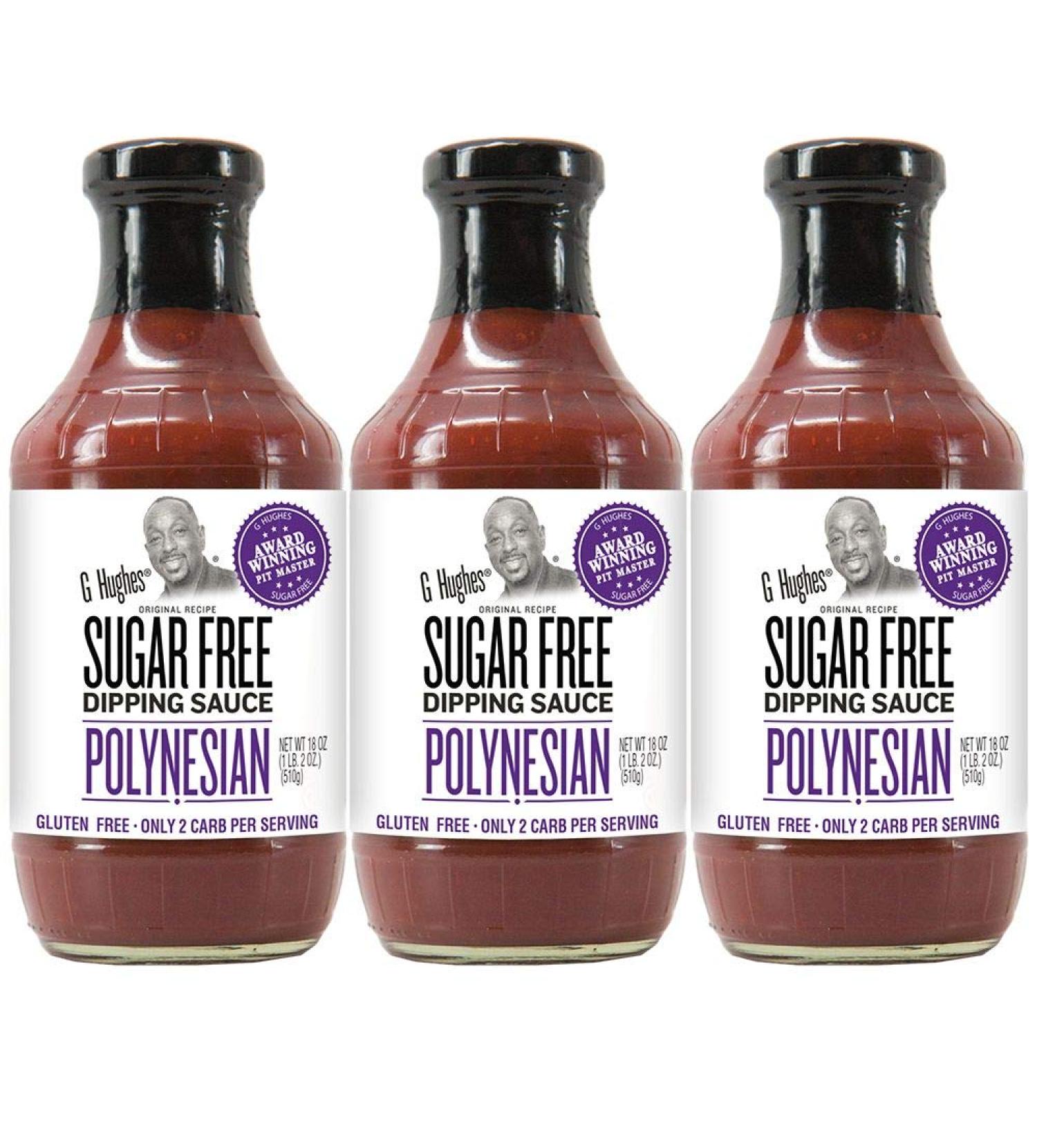G Hughes Sugar Free Polynesian Sauce (3 pack) | Dipping Sauce with Sweet, Sour, Tangy Flavors that’s Gluten-Free, Low Carb, Vegetarian | Fits Reduced Sugar Lifestyles