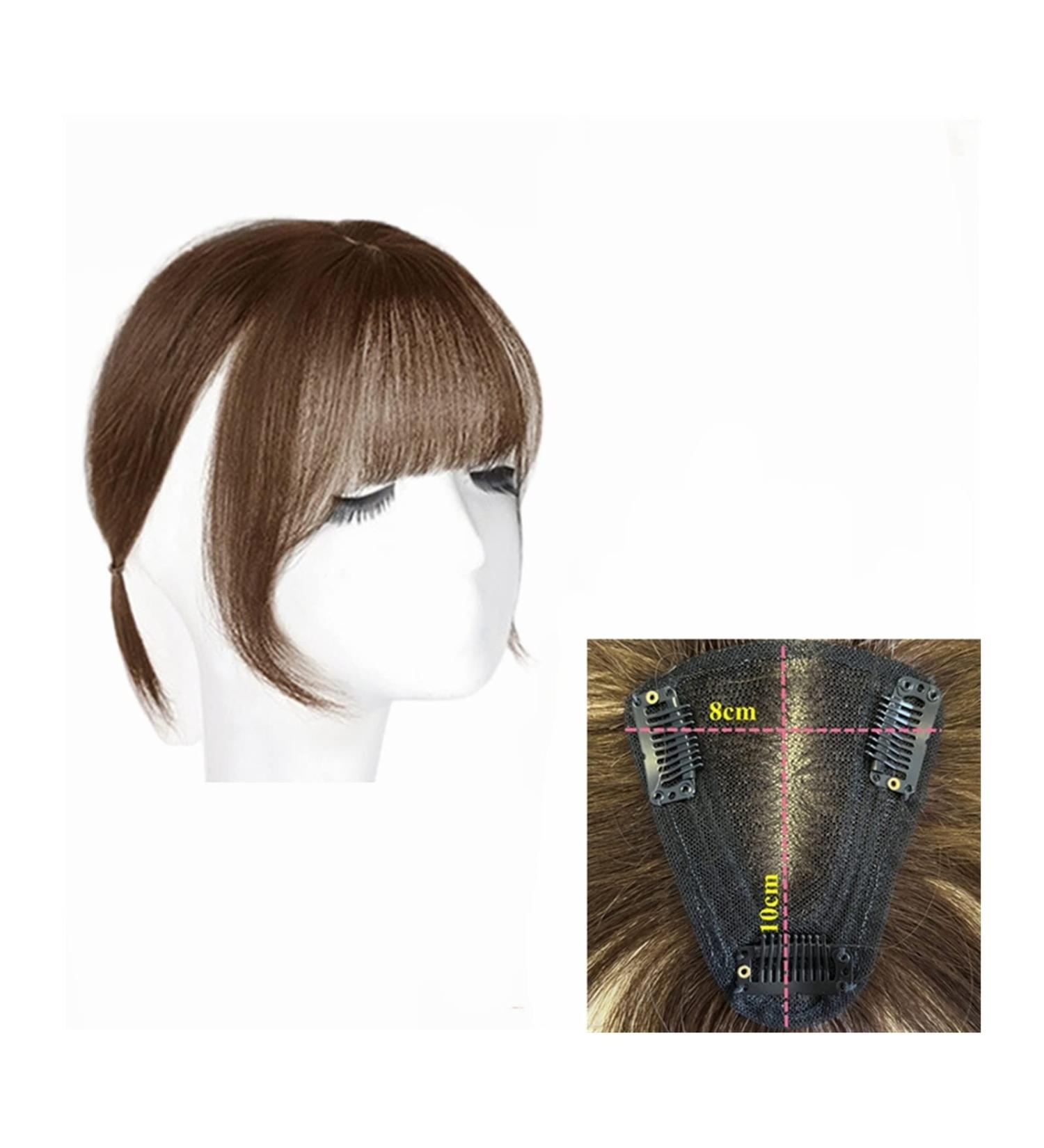 Bangs Hair Clip in Bangs Transparent Swiss Lace Human Hair Bangs Clip In Fringe Hairpieces Extension For Women Breathable Remy Hair Bangs Hair Extensions(8x10 Brown) - Buy Online on GoSupps.com