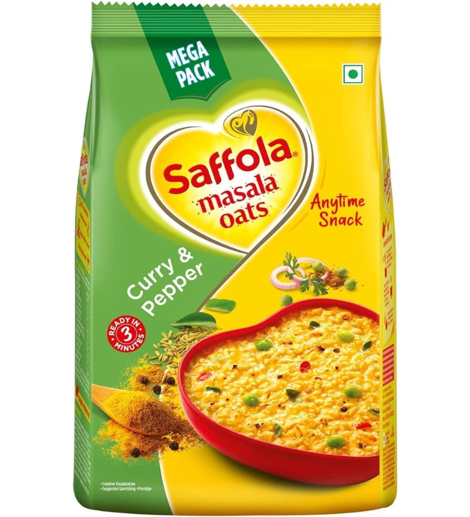 Seelans | Saffola Masala Oats| Tasty Evening Snack| Healthy Snack| Curry&Pepper| 500G (Pack of 2) | Indian Origin - Buy Online on GoSupps.com